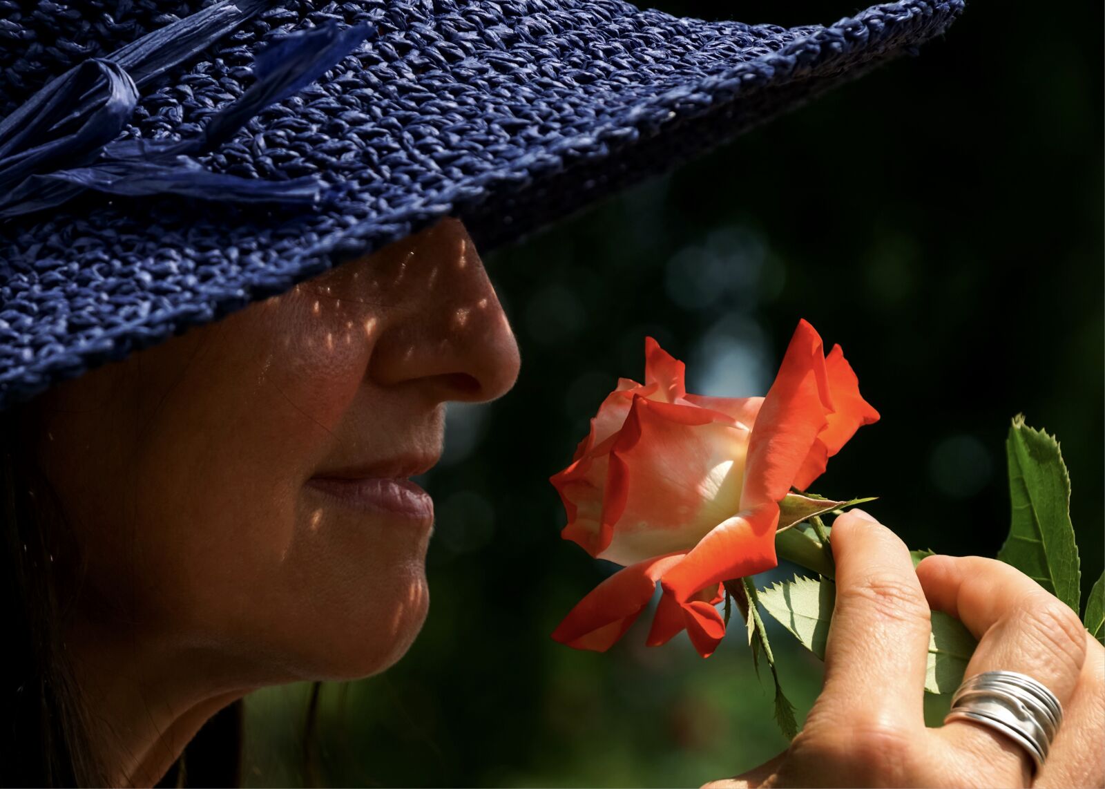 Sony DT 18-135mm F3.5-5.6 SAM sample photo. Woman, hat, rose photography