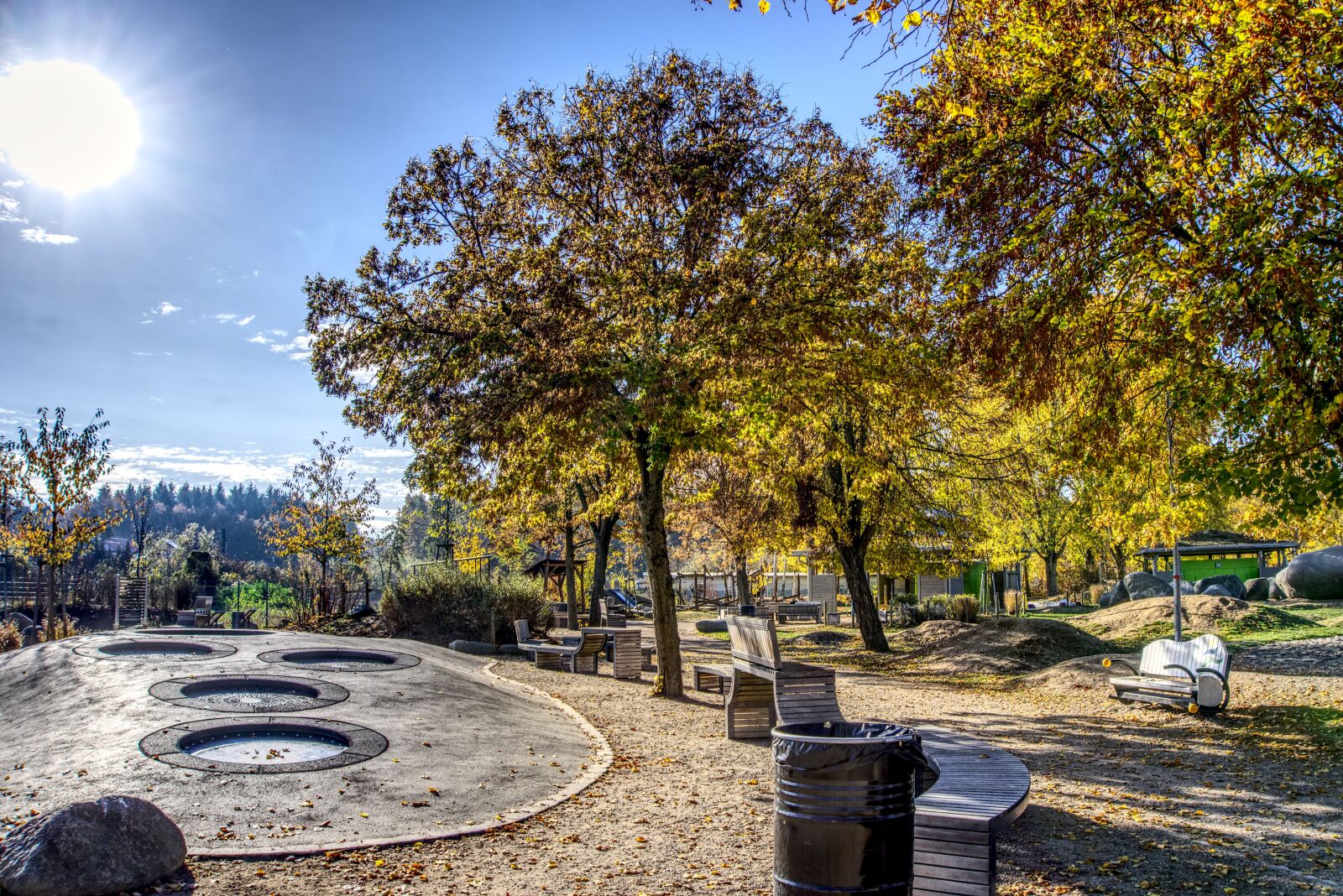 Sony a6000 sample photo. Playground, trampoline, autumn photography