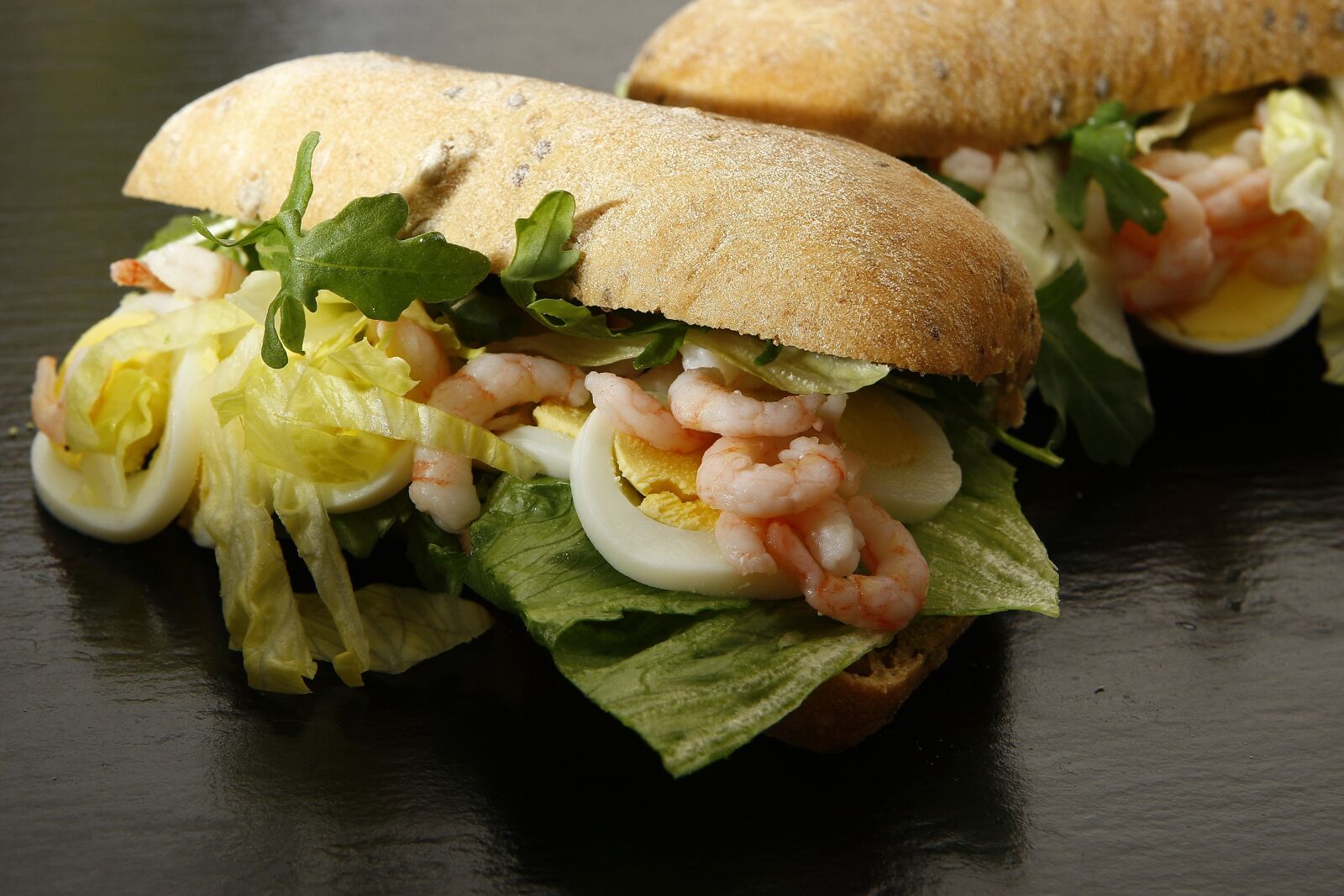 Canon EOS-1D Mark III sample photo. Sandwich, eggs, prawns photography