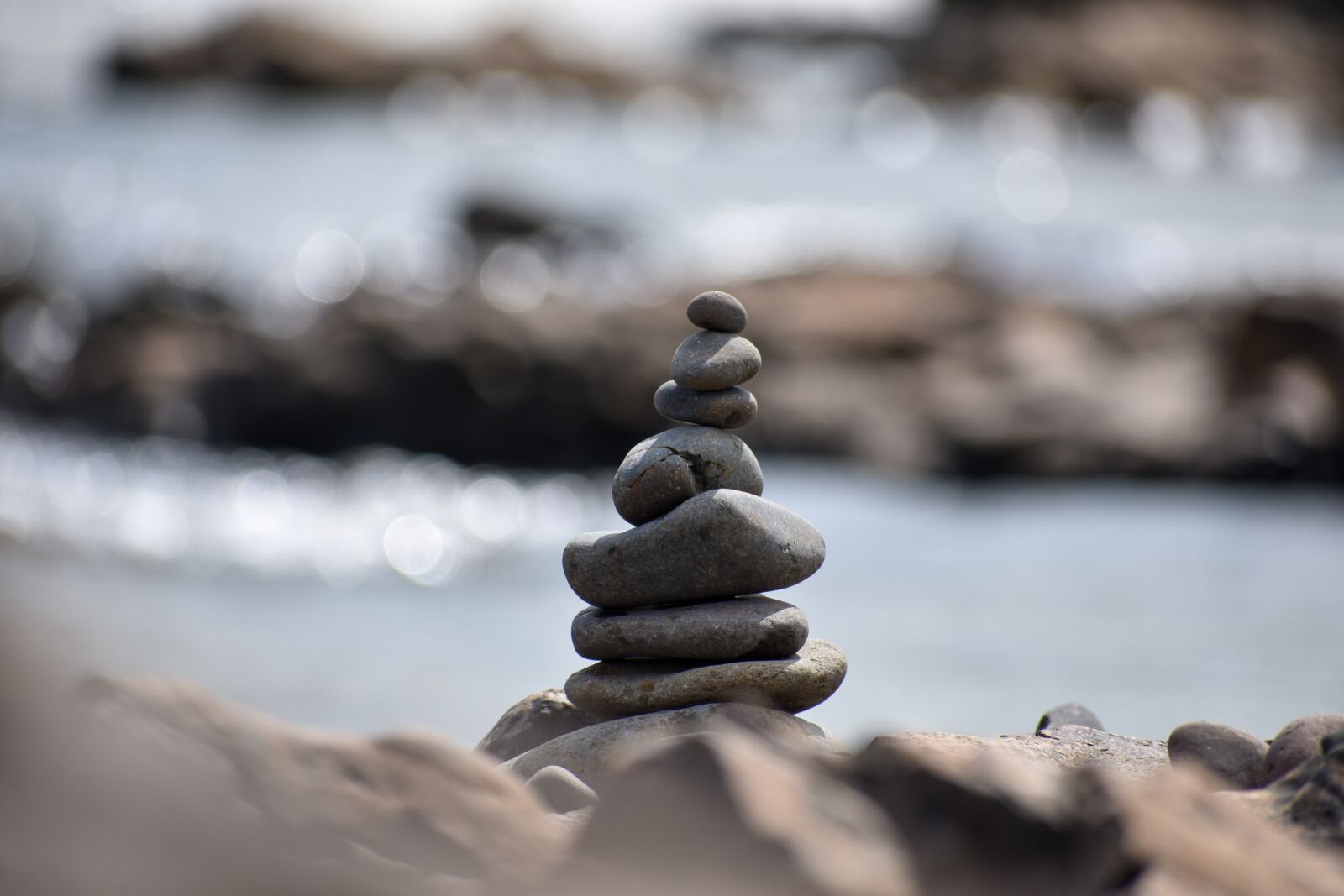 Nikon D3400 sample photo. Rock, rock balance, river photography