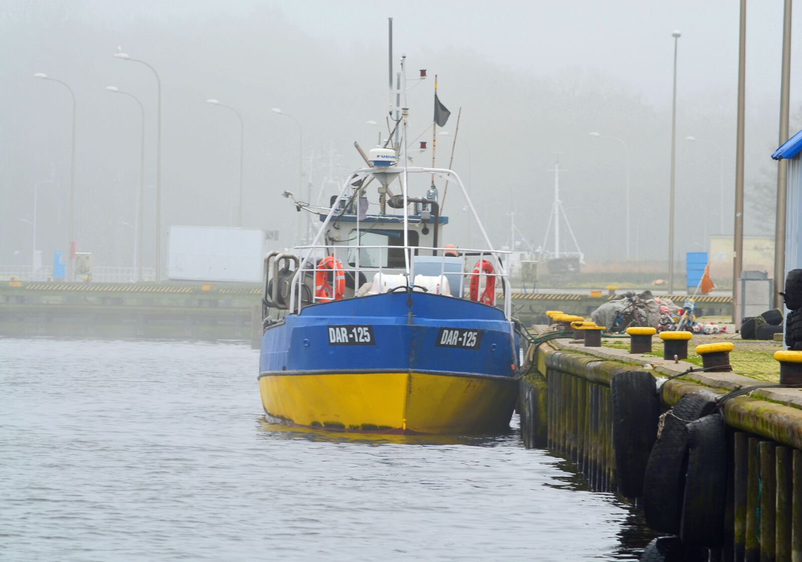 Nikon D5100 sample photo. Port, fishing boat, fog photography