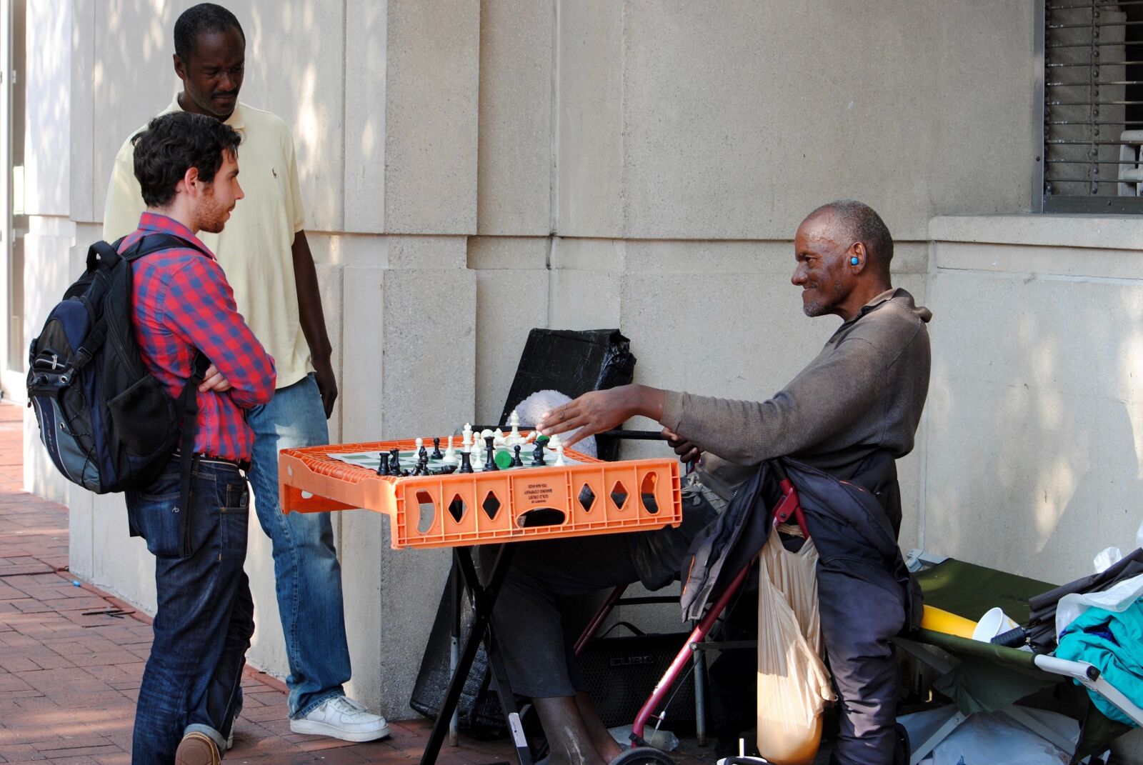 Nikon D3000 sample photo. Human, chess, homeless photography