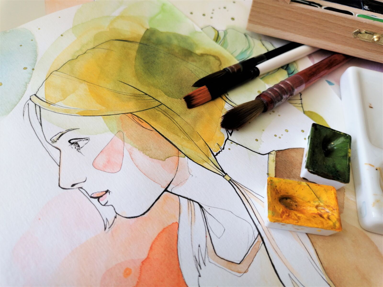 HUAWEI P30 LITE sample photo. Watercolor, portrait, painting photography
