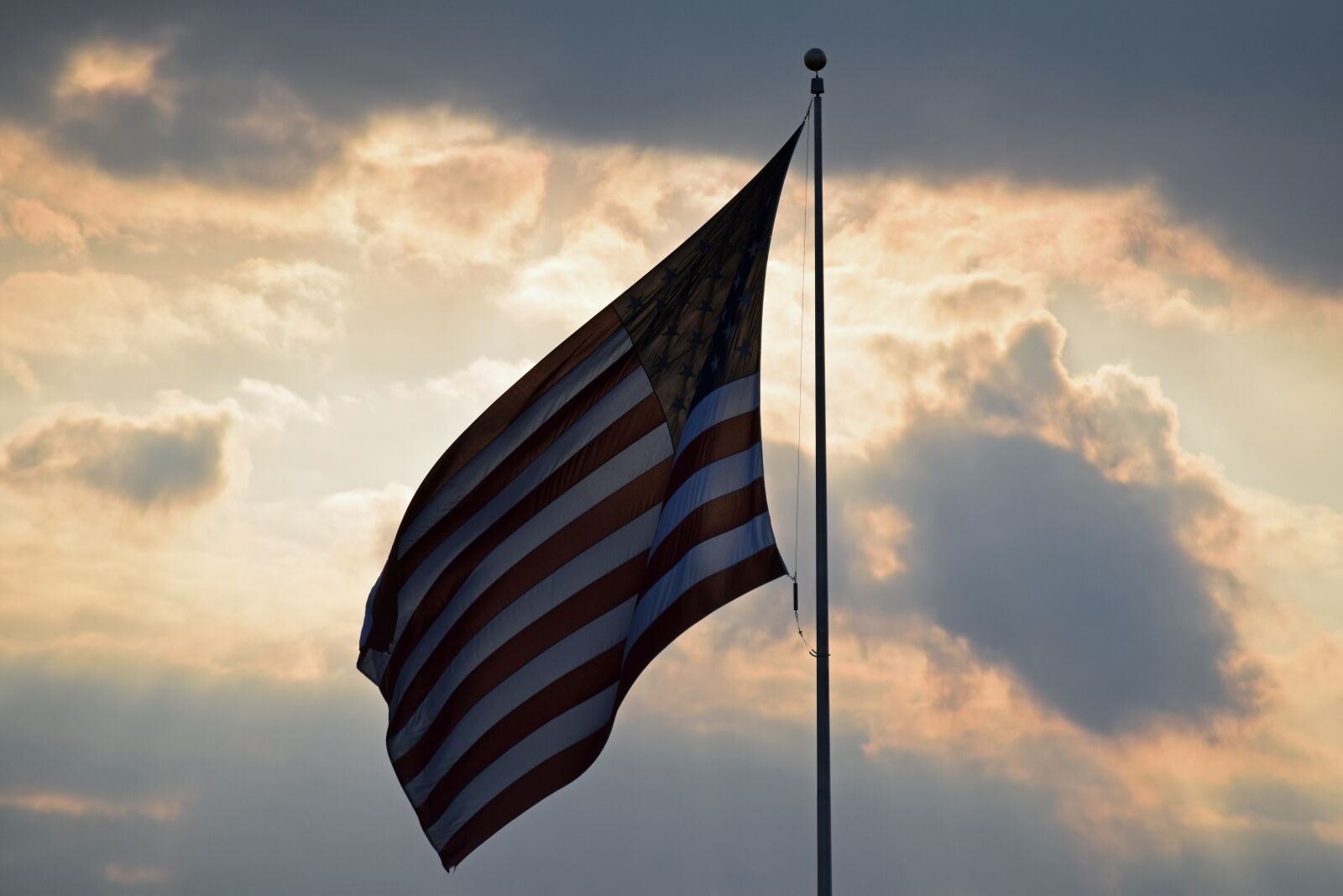 Nikon D3300 sample photo. Flag, sunset, storm photography
