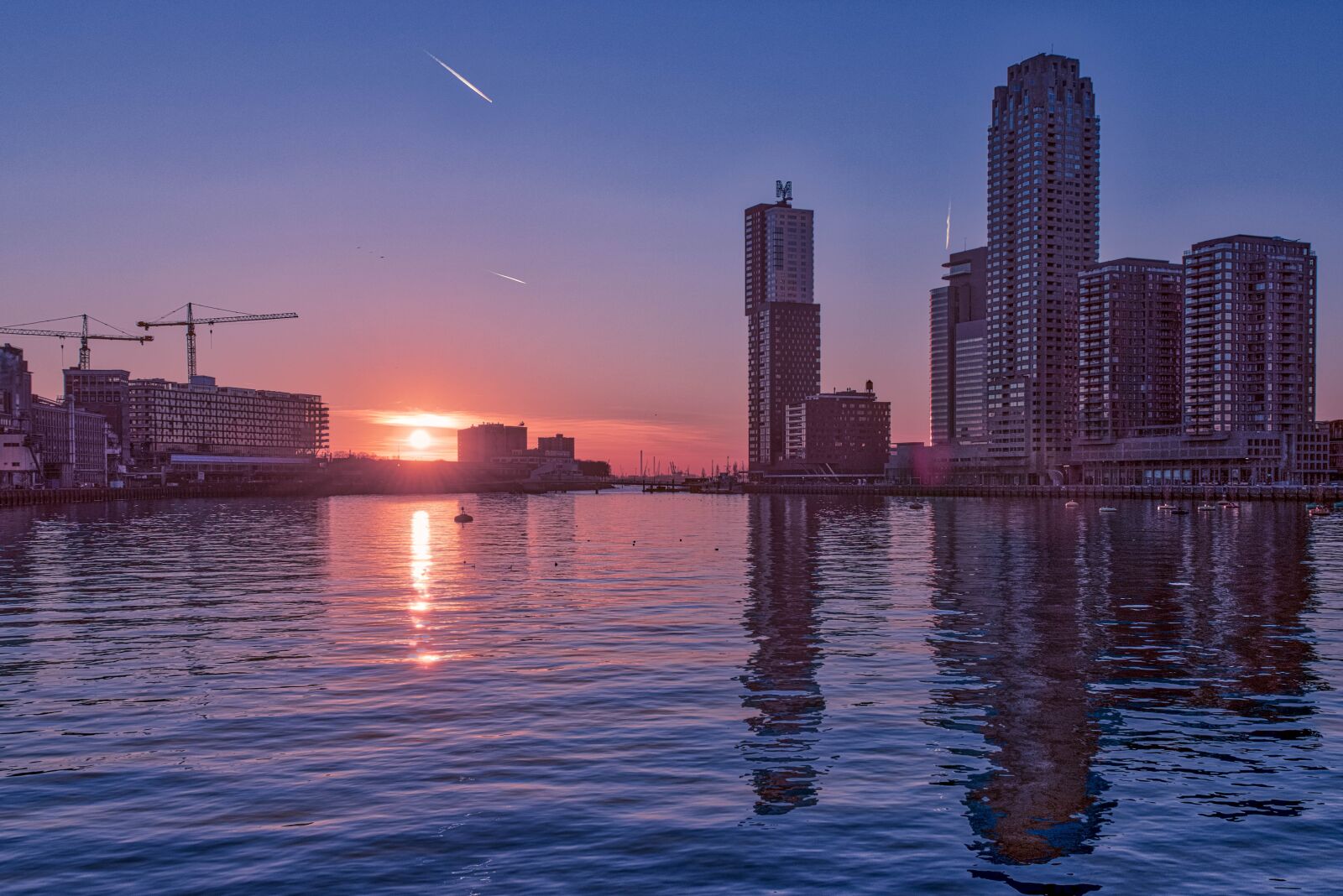 Nikon D5600 sample photo. Sunset, reflection, rotterdam photography
