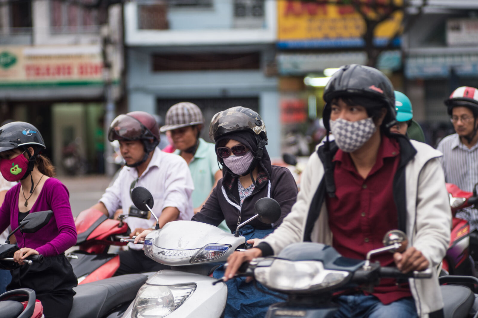 Nikon Df sample photo. Masks, motorcycle, motorcyclist, street photography
