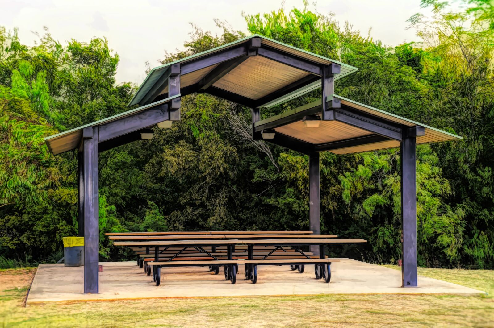 Nikon D5500 sample photo. Picnic table, awning, park photography