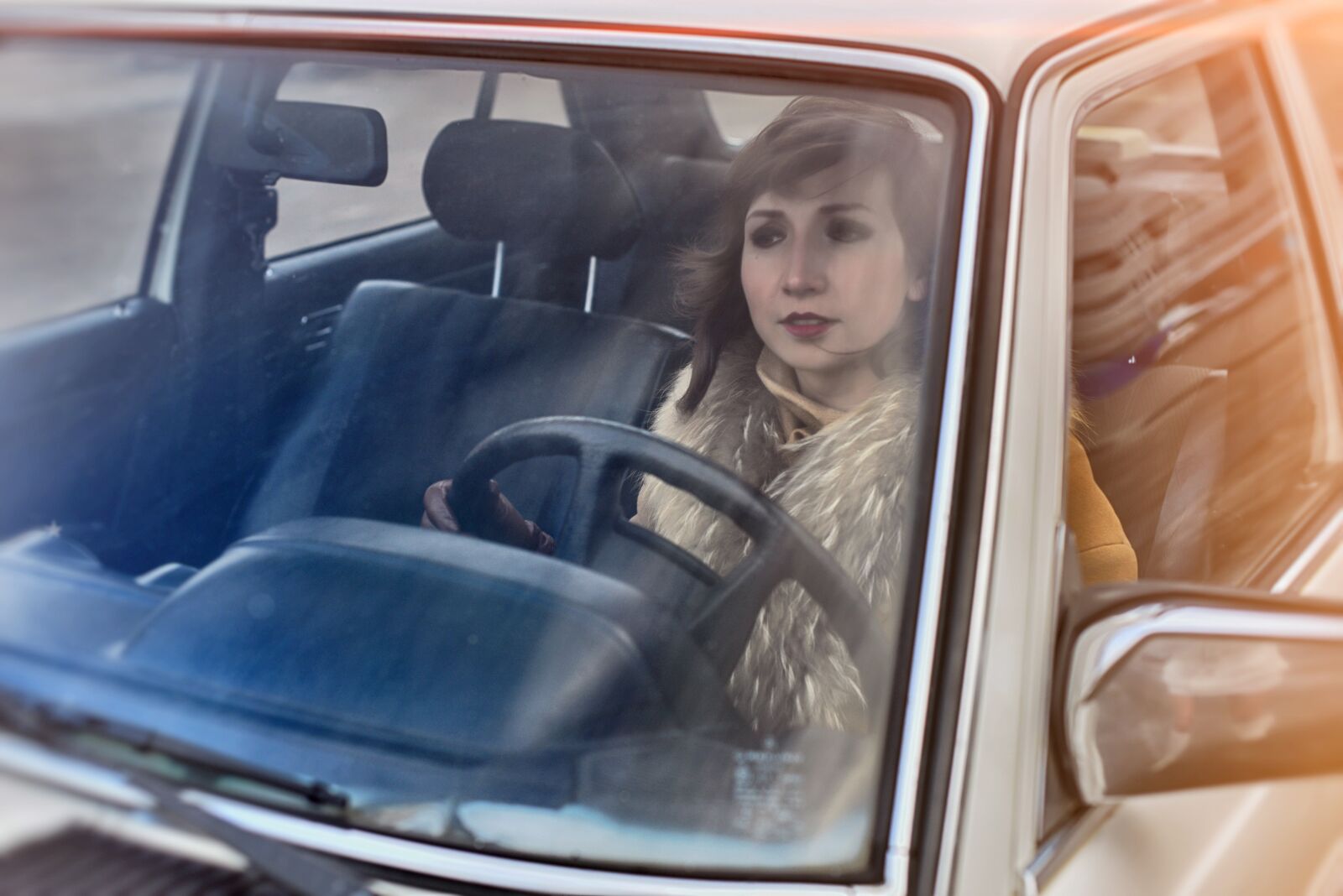 Nikon D800 sample photo. Girl in retro car photography