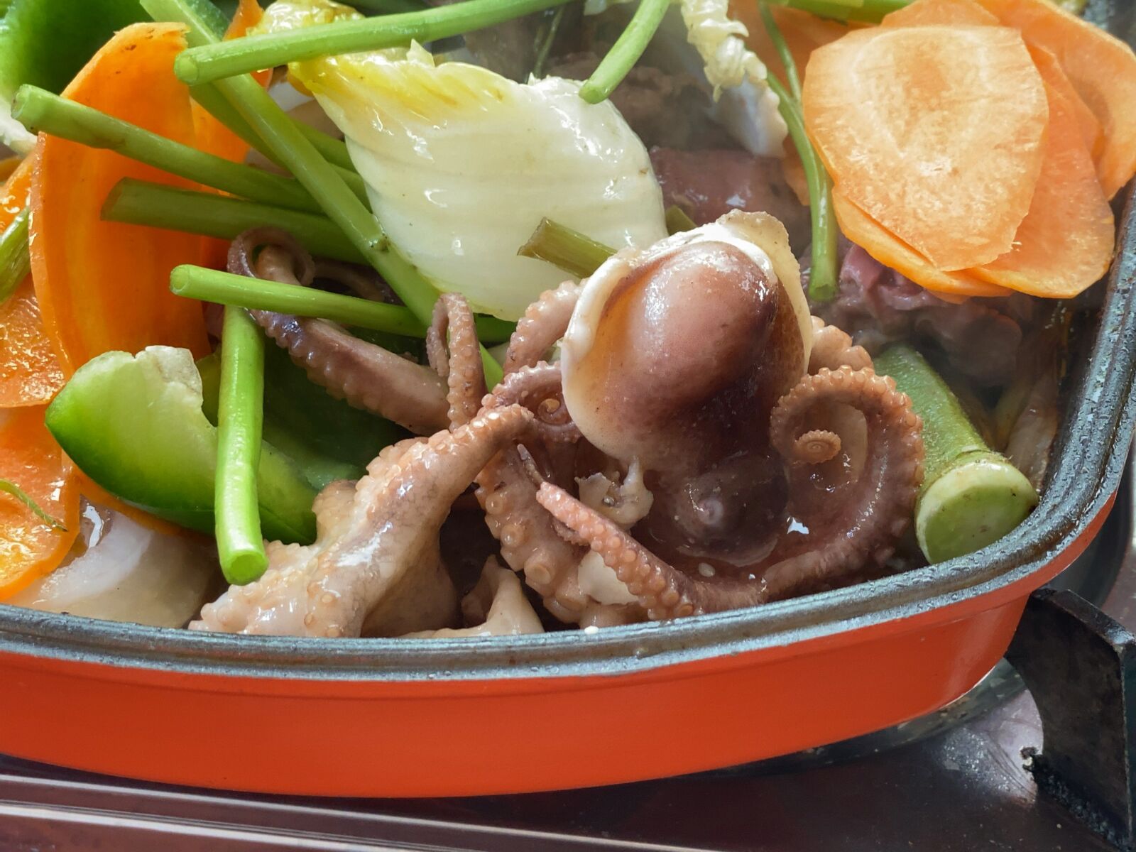 Apple iPhone 11 Pro Max + iPhone 11 Pro Max back camera 6mm f/2 sample photo. Food, squid, octopus photography
