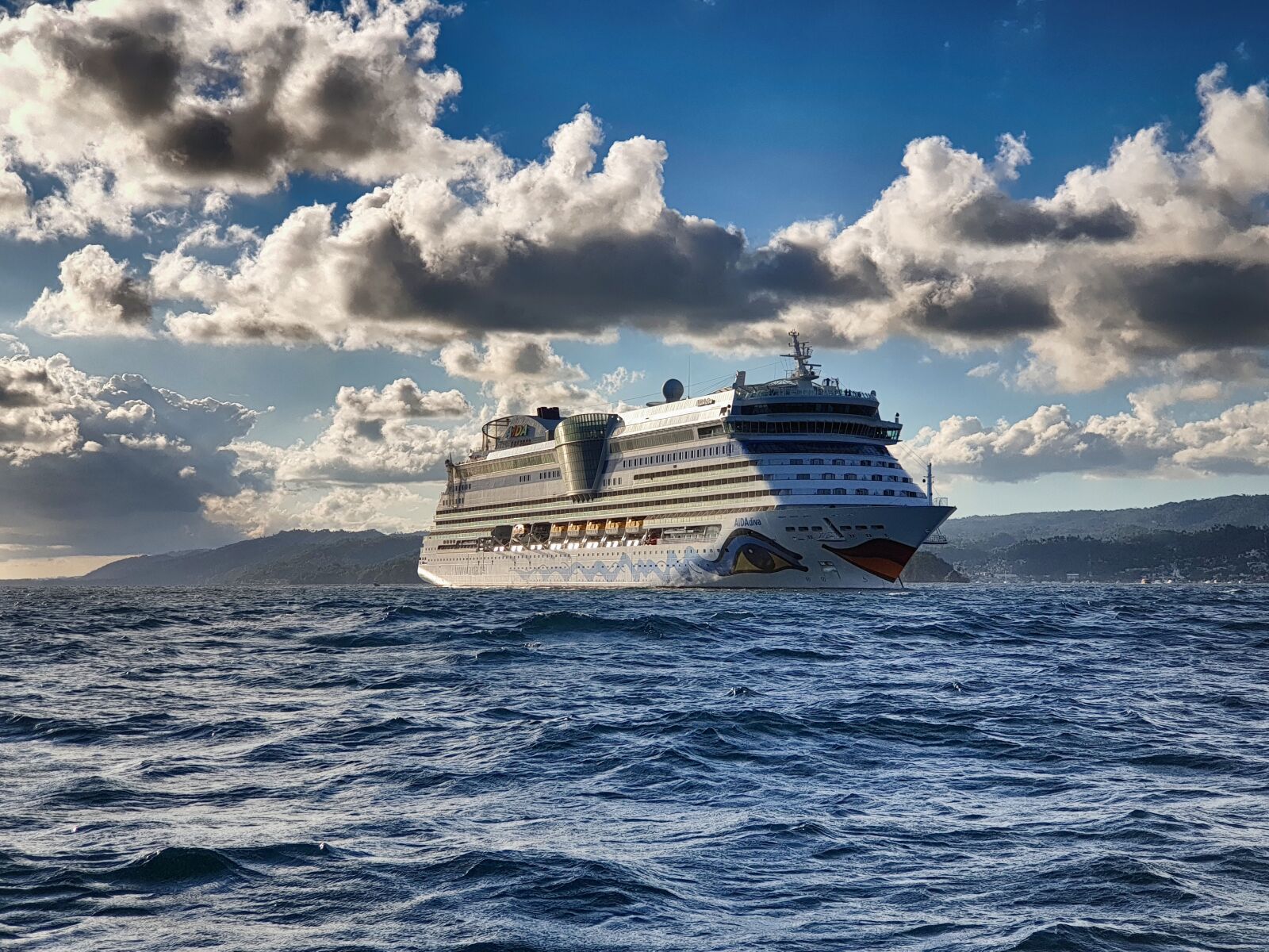 Samsung Galaxy S9+ sample photo. Aida, ship, sea photography