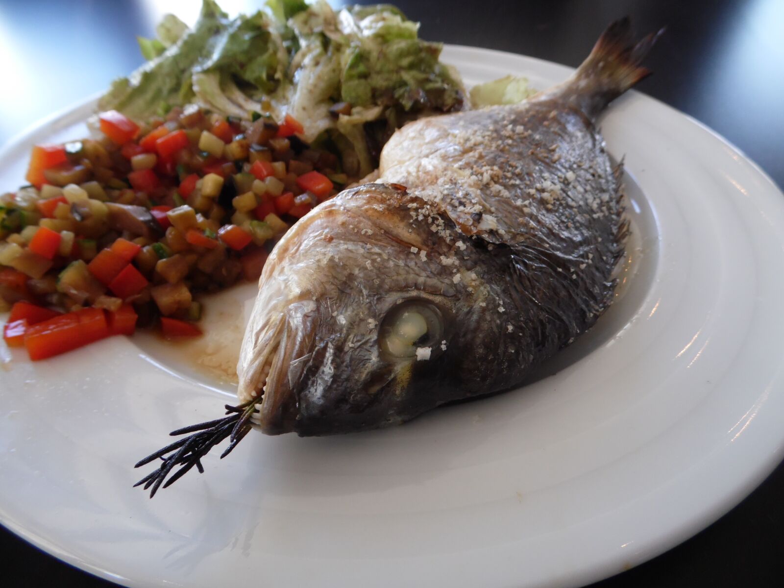 Samsung WB100/  WB101 sample photo. Sea bream, vegetables, grilled photography