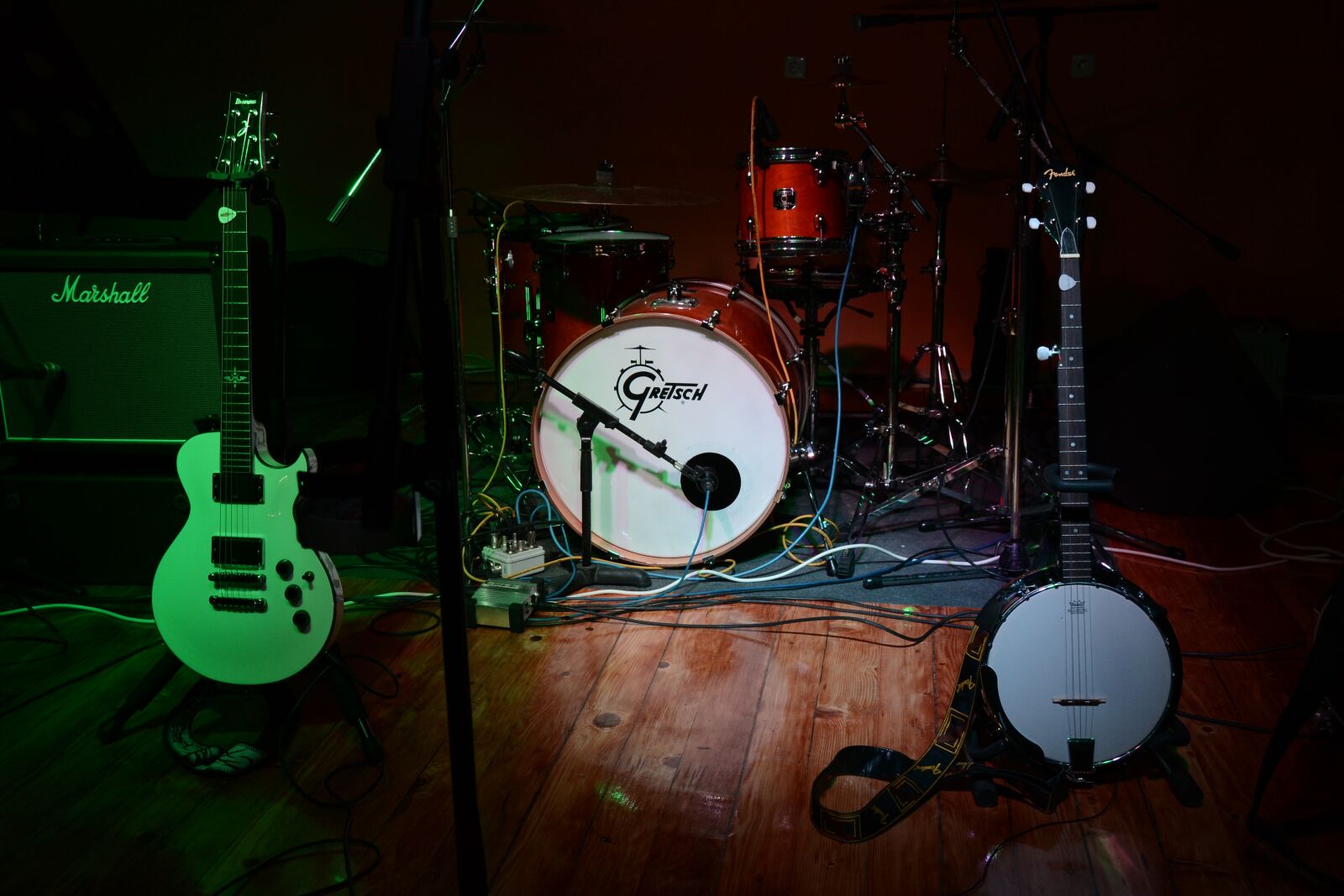 Nikon D3100 sample photo. Band stage, band, instruments photography