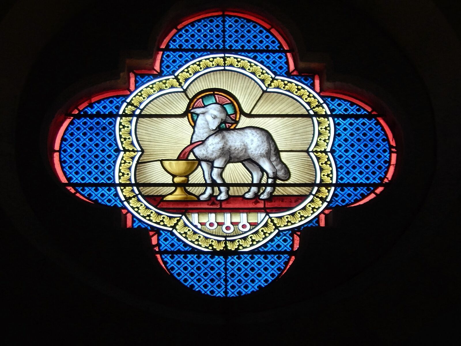 Nikon Coolpix S9500 sample photo. Stained glass, church, lamb photography