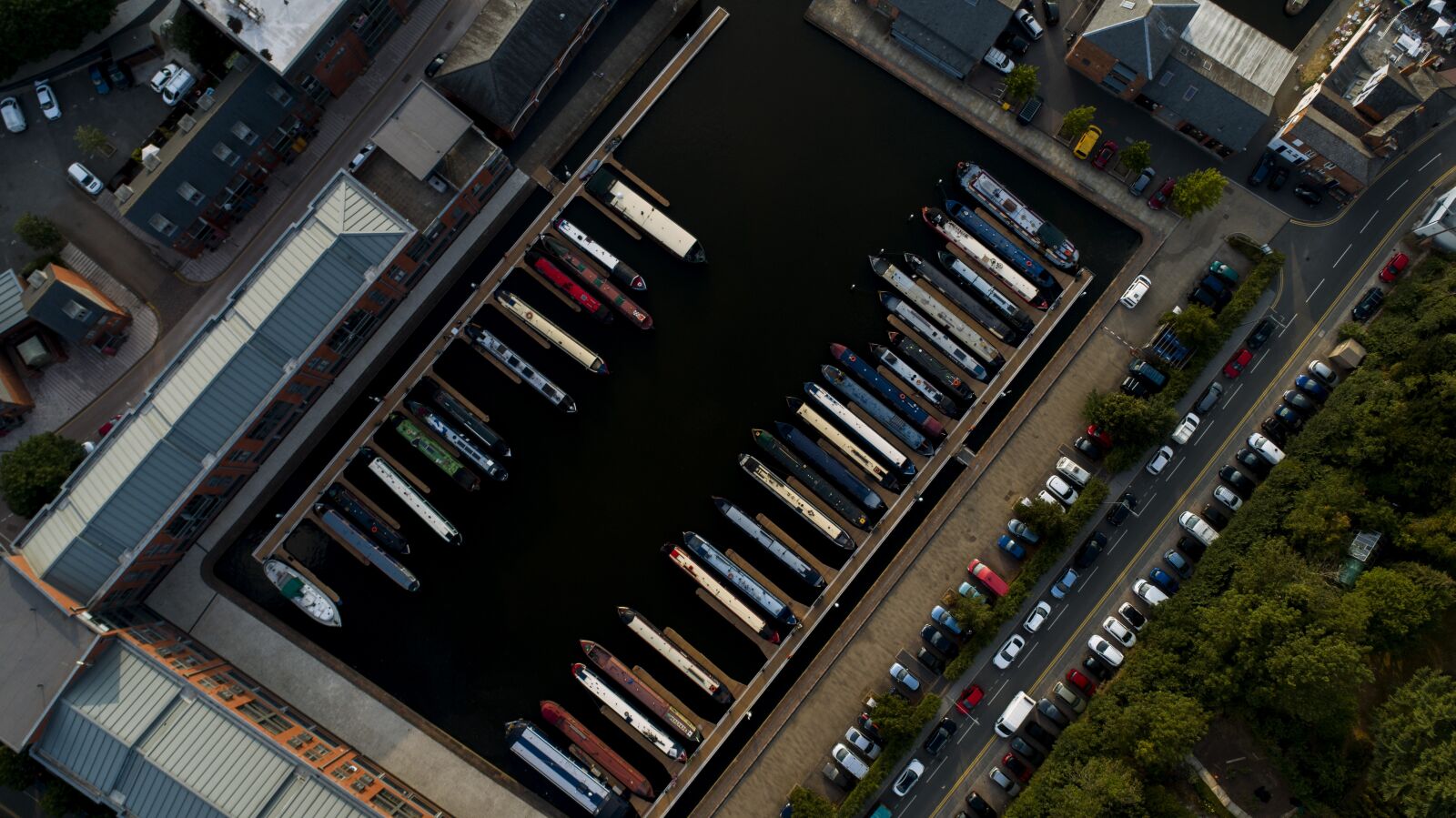 DJI FC6310 sample photo. Boats, parking, water photography