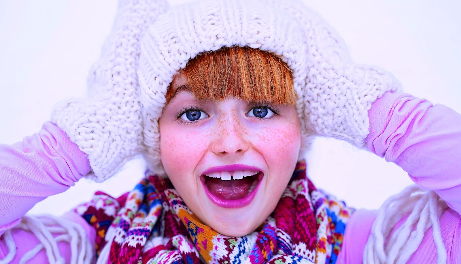 Nikon D750 sample photo. Girl, cheerful, winter photography
