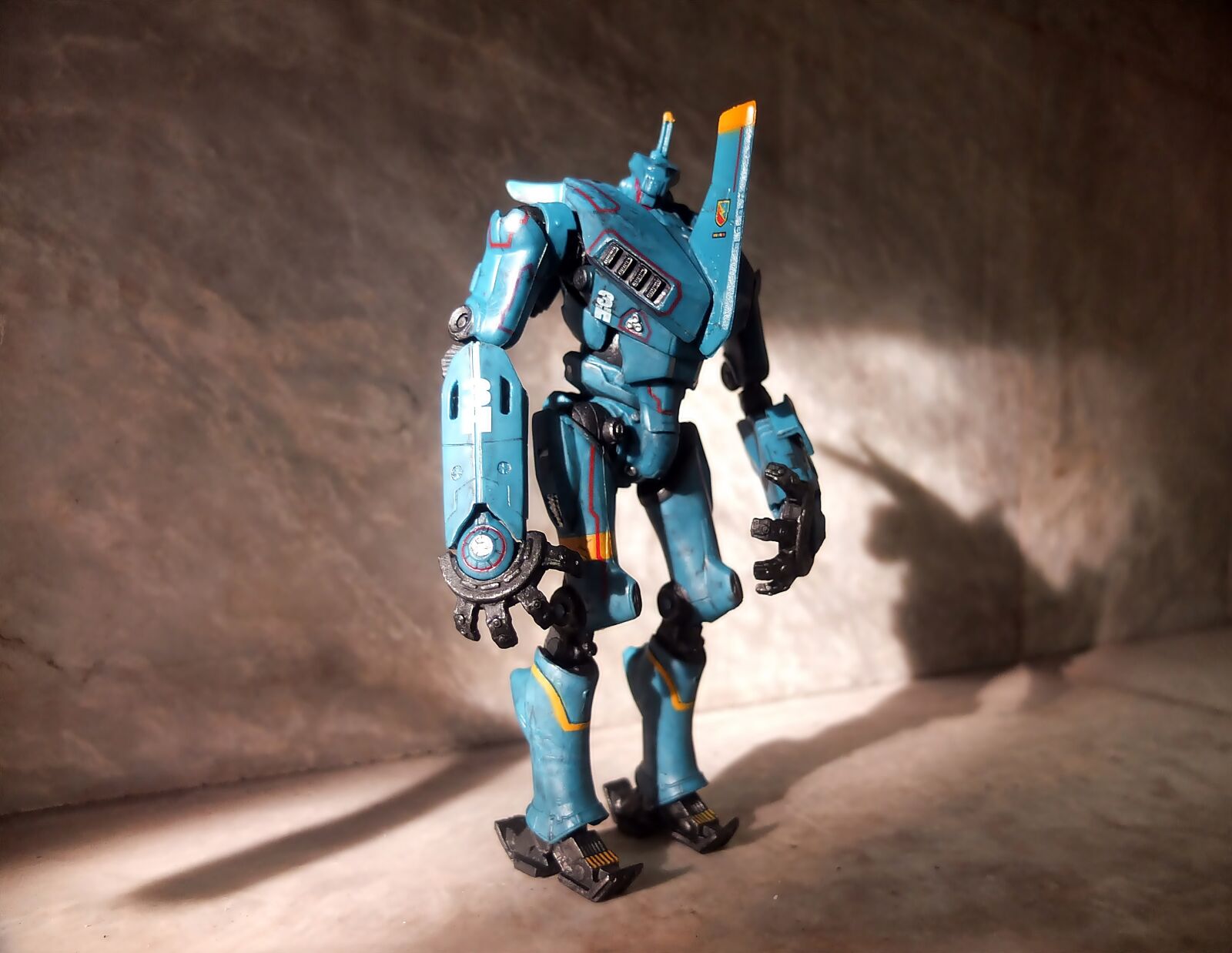 Fujifilm X10 sample photo. Robot toy, blue, film photography