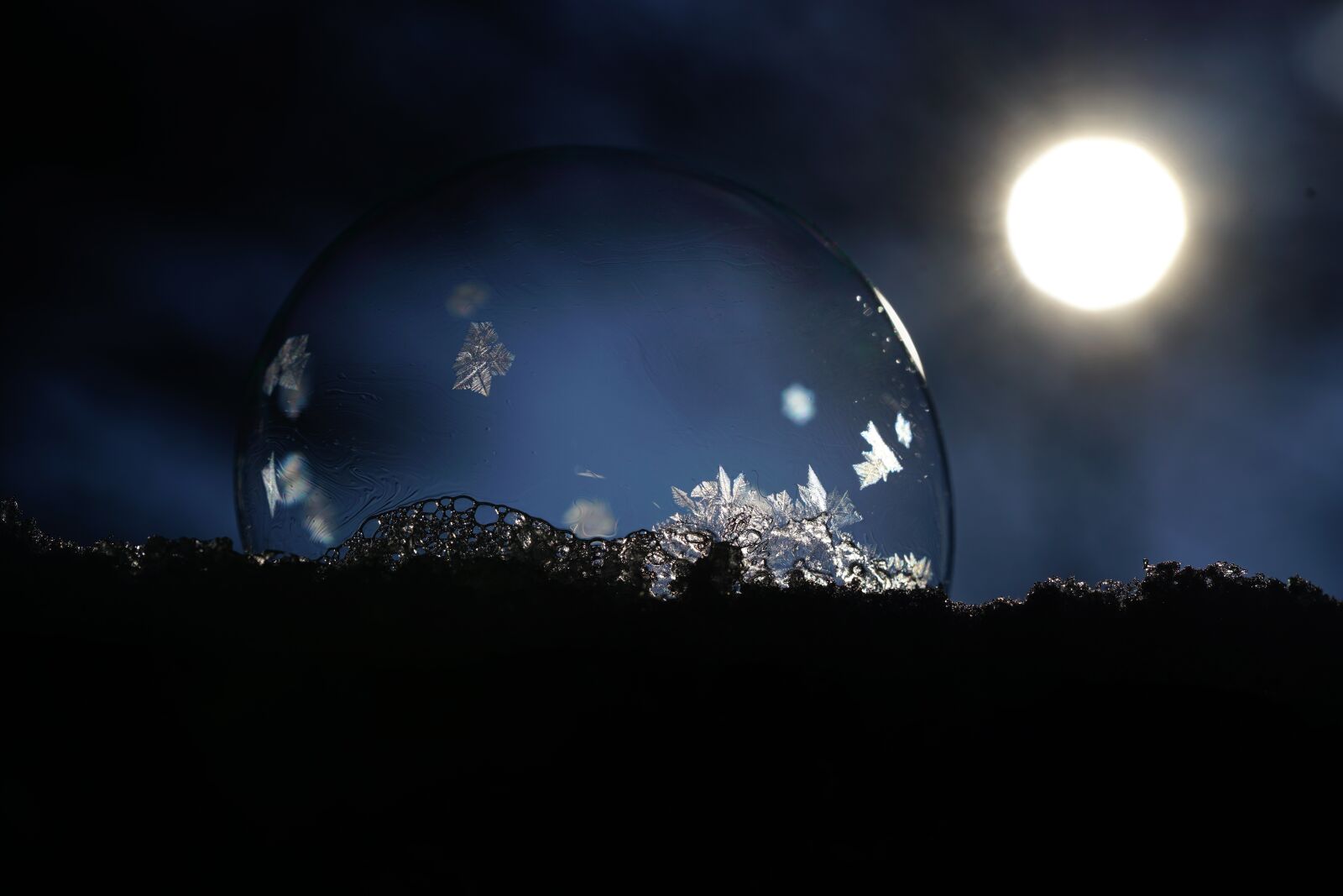 Sony a7R II + Sony FE 90mm F2.8 Macro G OSS sample photo. Eiskristalle, soap bubble, crystals photography