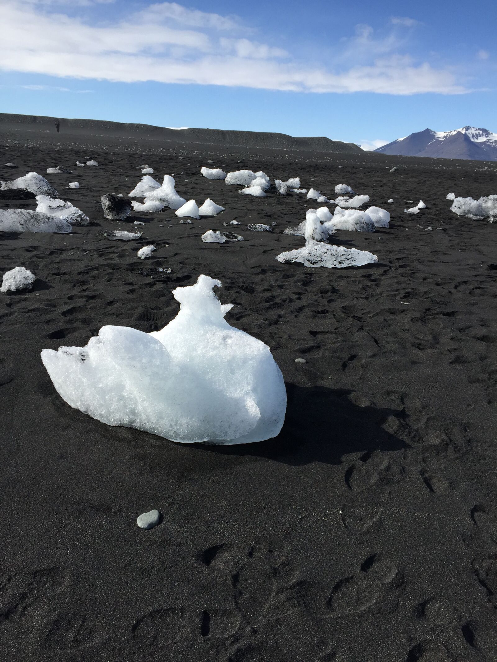 iPhone 6 back camera 4.15mm f/2.2 sample photo. Icebergs, black sand, iceland photography