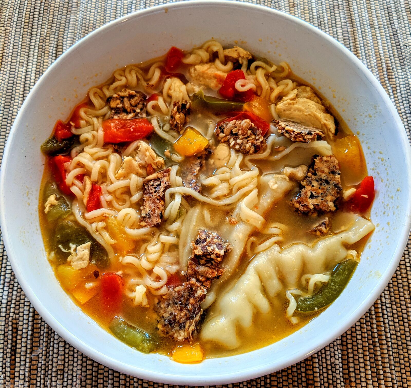 Google Pixel 3 XL sample photo. Soup, ramen, noodles photography