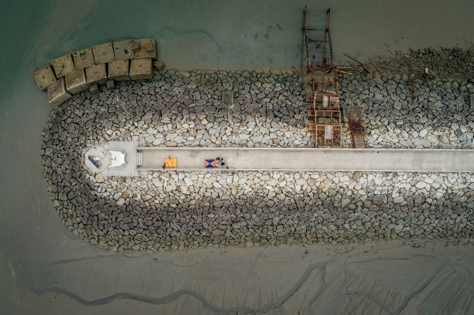DJI FC6310 sample photo. Breakwater, sea, beach photography