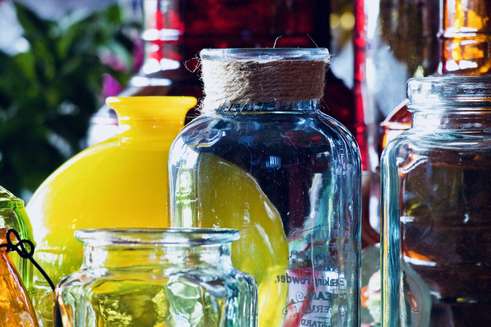 Canon EOS M sample photo. Vases, glass jars, colored photography