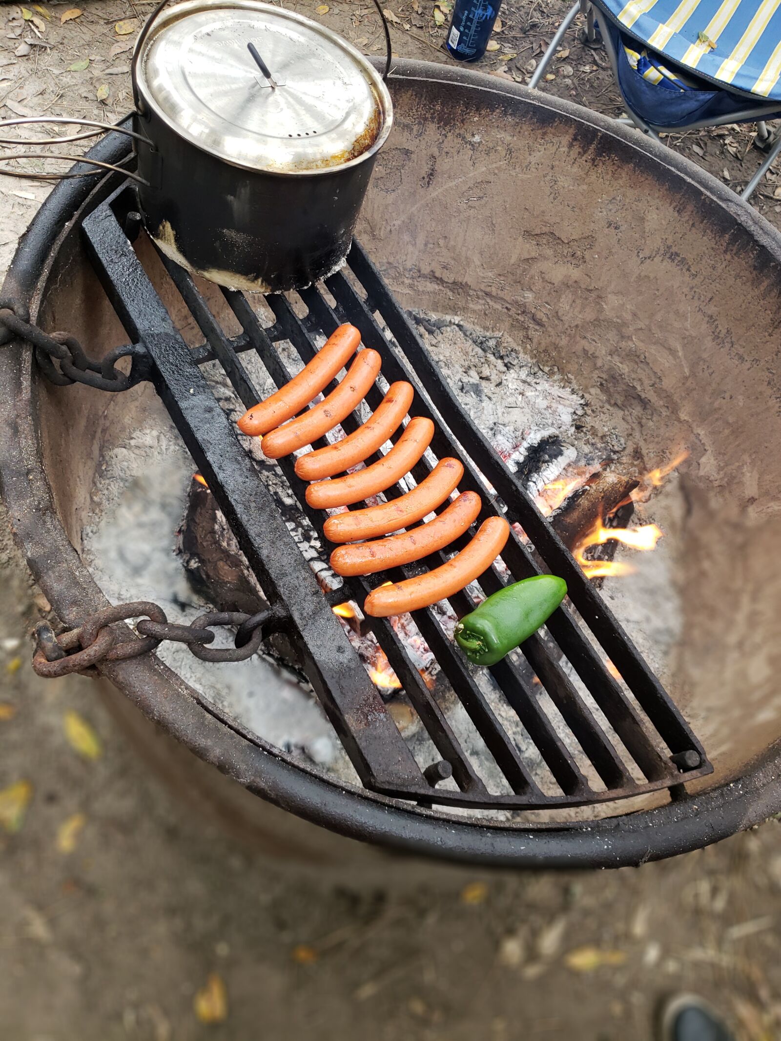 Samsung Galaxy S9 sample photo. Hot dogs, camping, fire photography