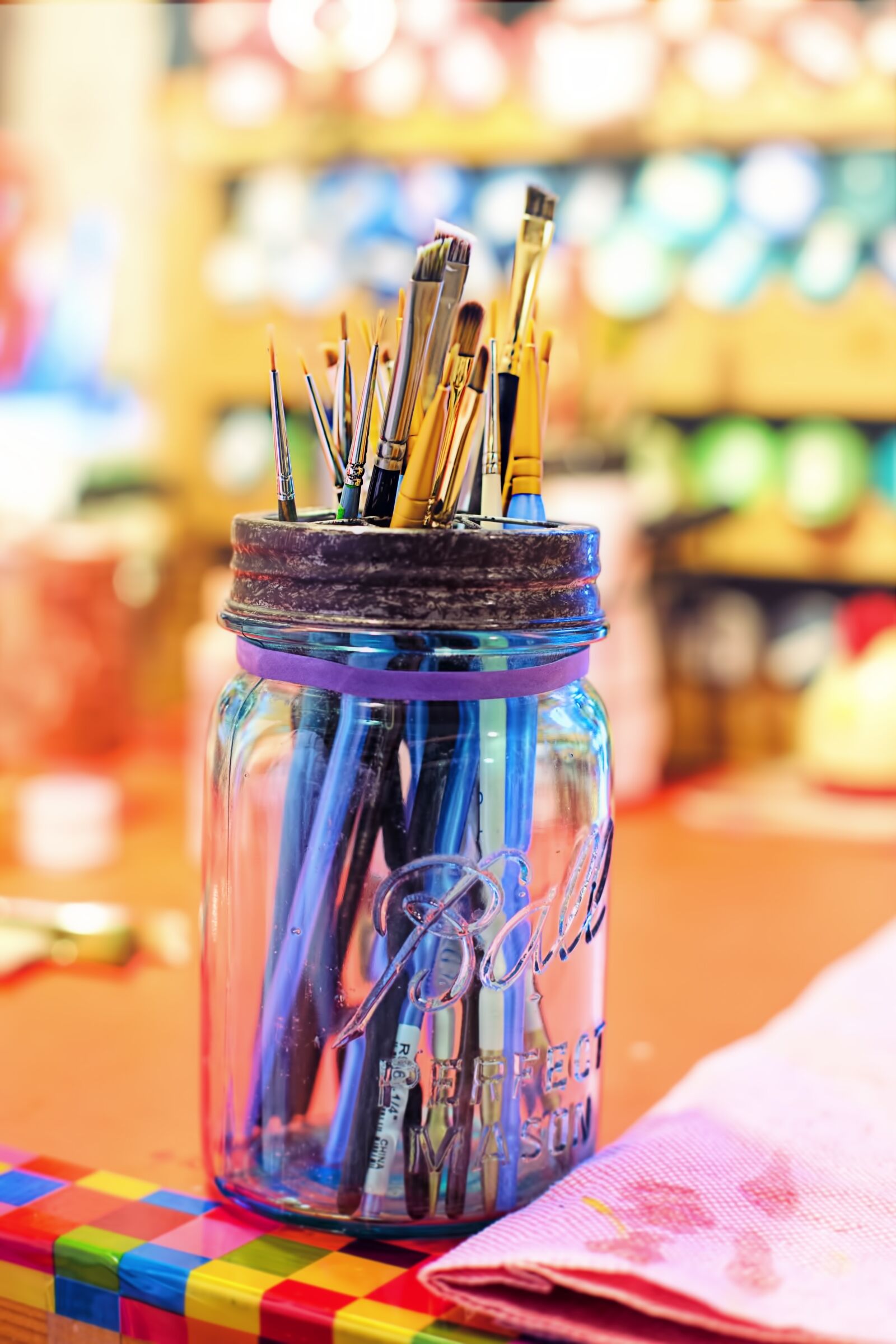 Canon EF 50mm F1.4 USM sample photo. Paint brushes, colorful, artist photography