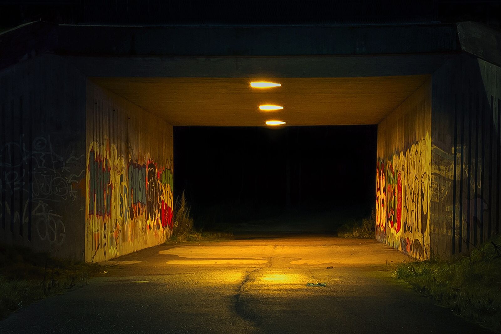 Nikon D3100 sample photo. The tunnel, night, grim photography