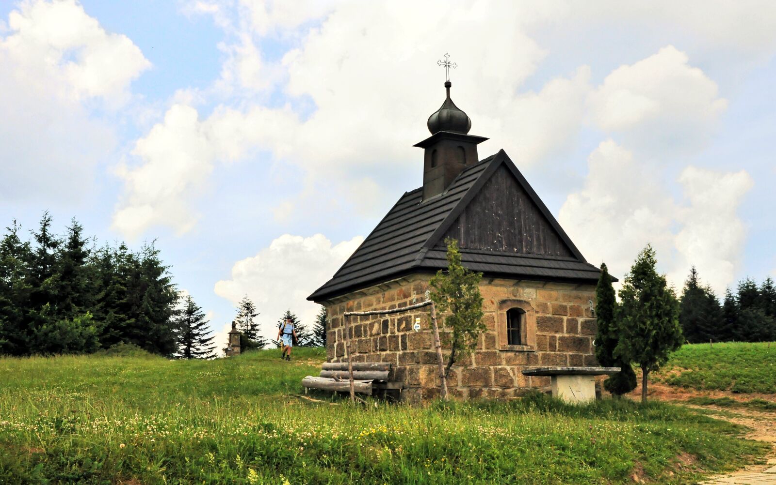 Nikon D90 sample photo. Chapel, mountains, trail photography