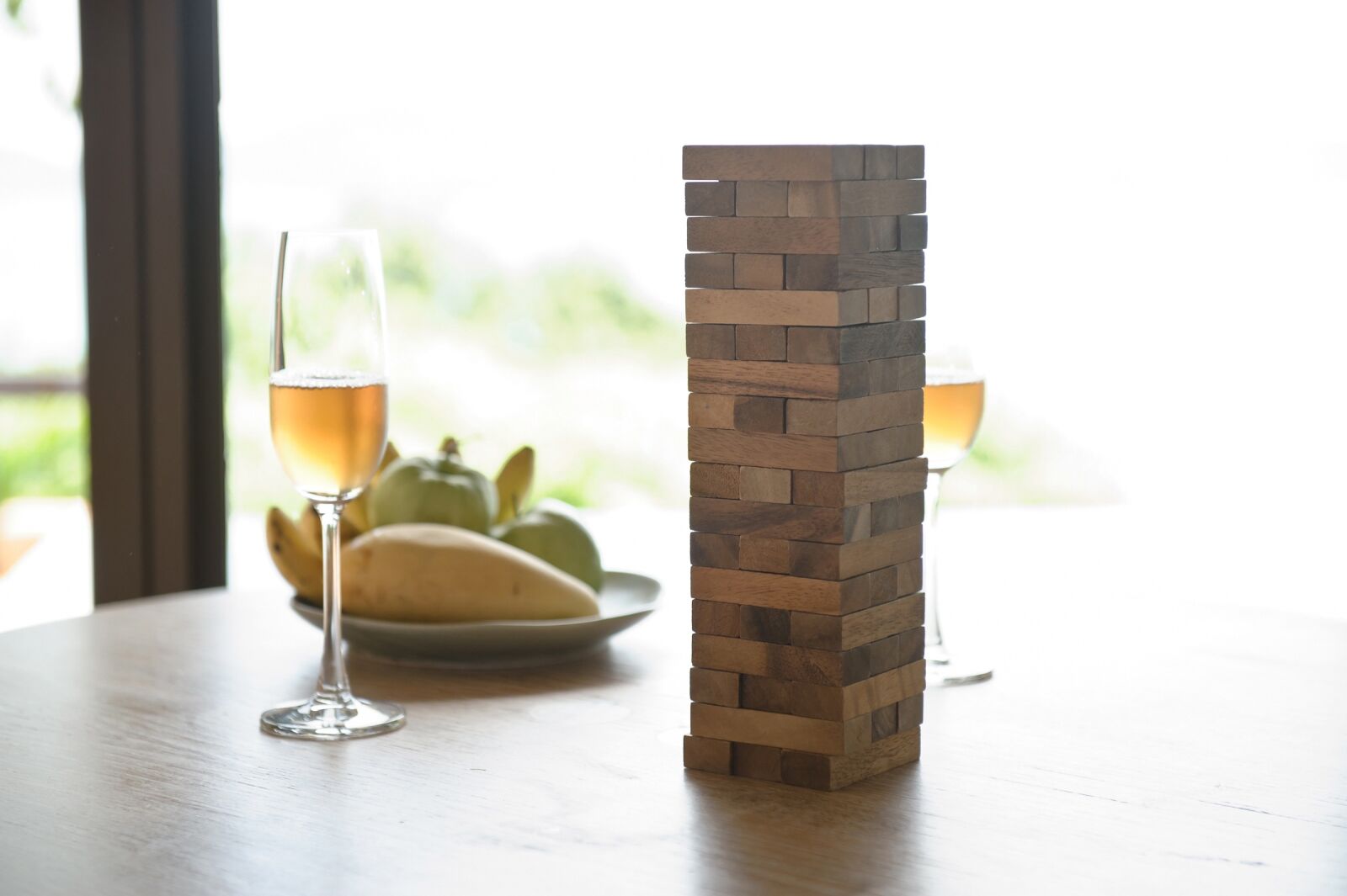 Nikon D3S sample photo. Jenga, cocktail, table photography