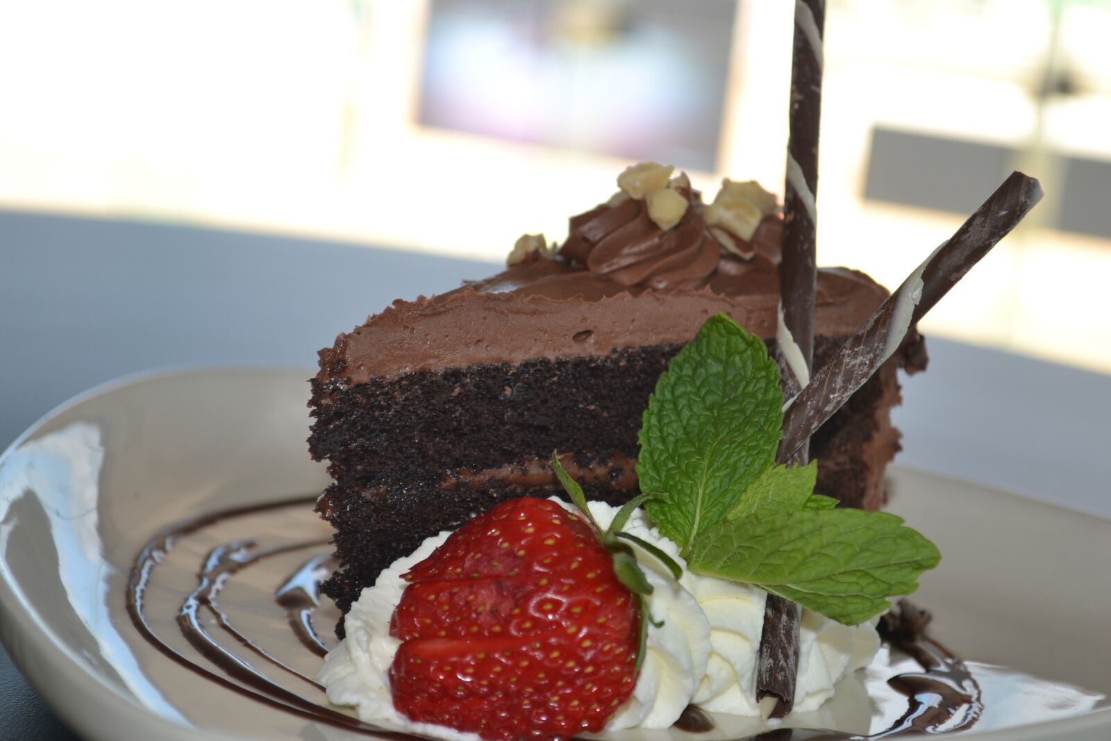 Nikon D3100 sample photo. Chocolate, cake, plate photography
