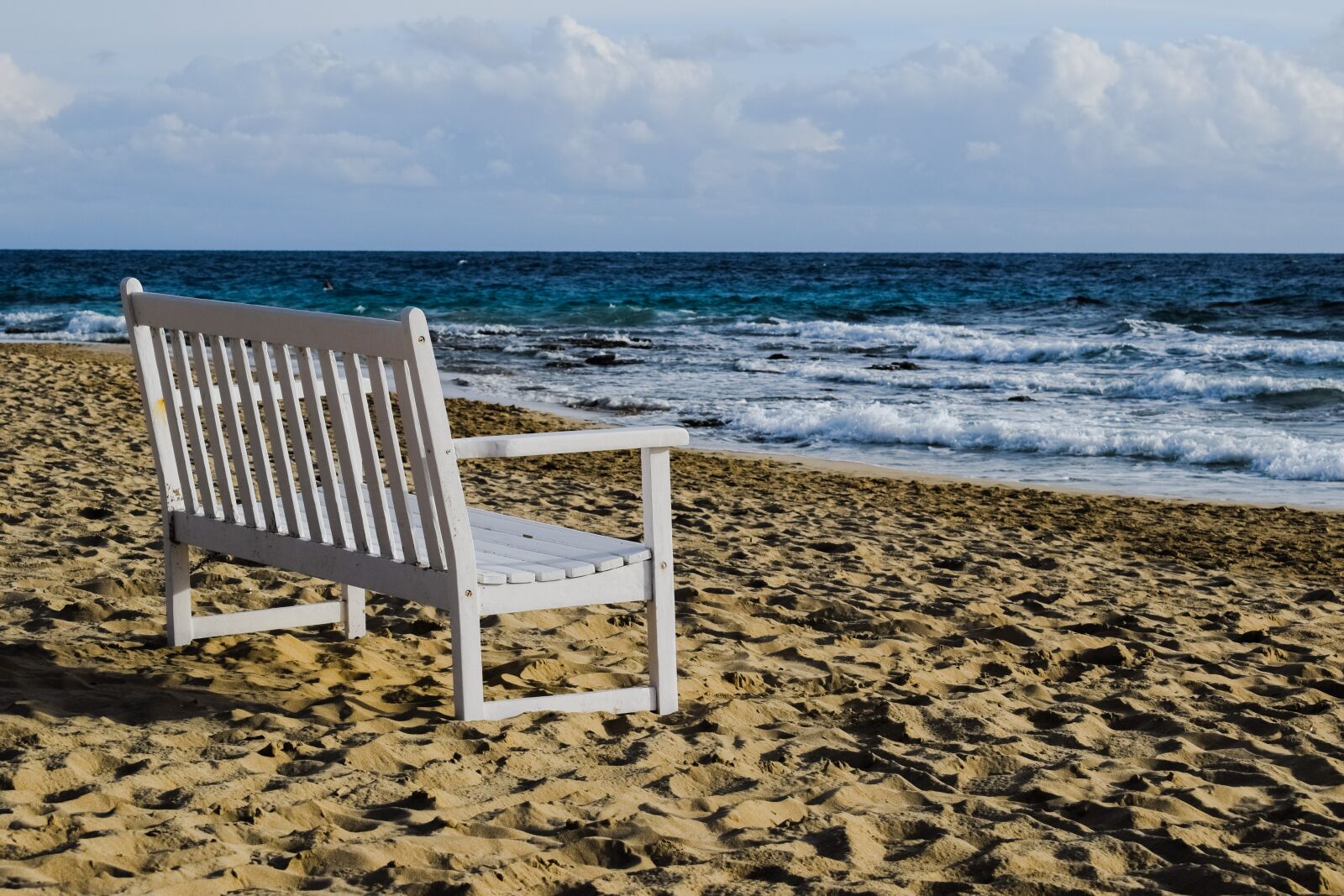 Nikon D3300 sample photo. Bench, white, beach photography