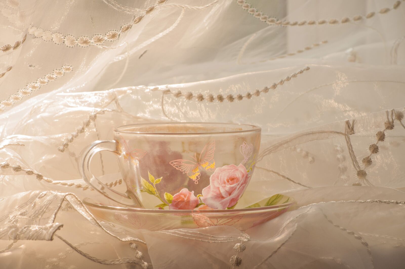 Nikon D90 sample photo. Cup, curtain, tulle photography