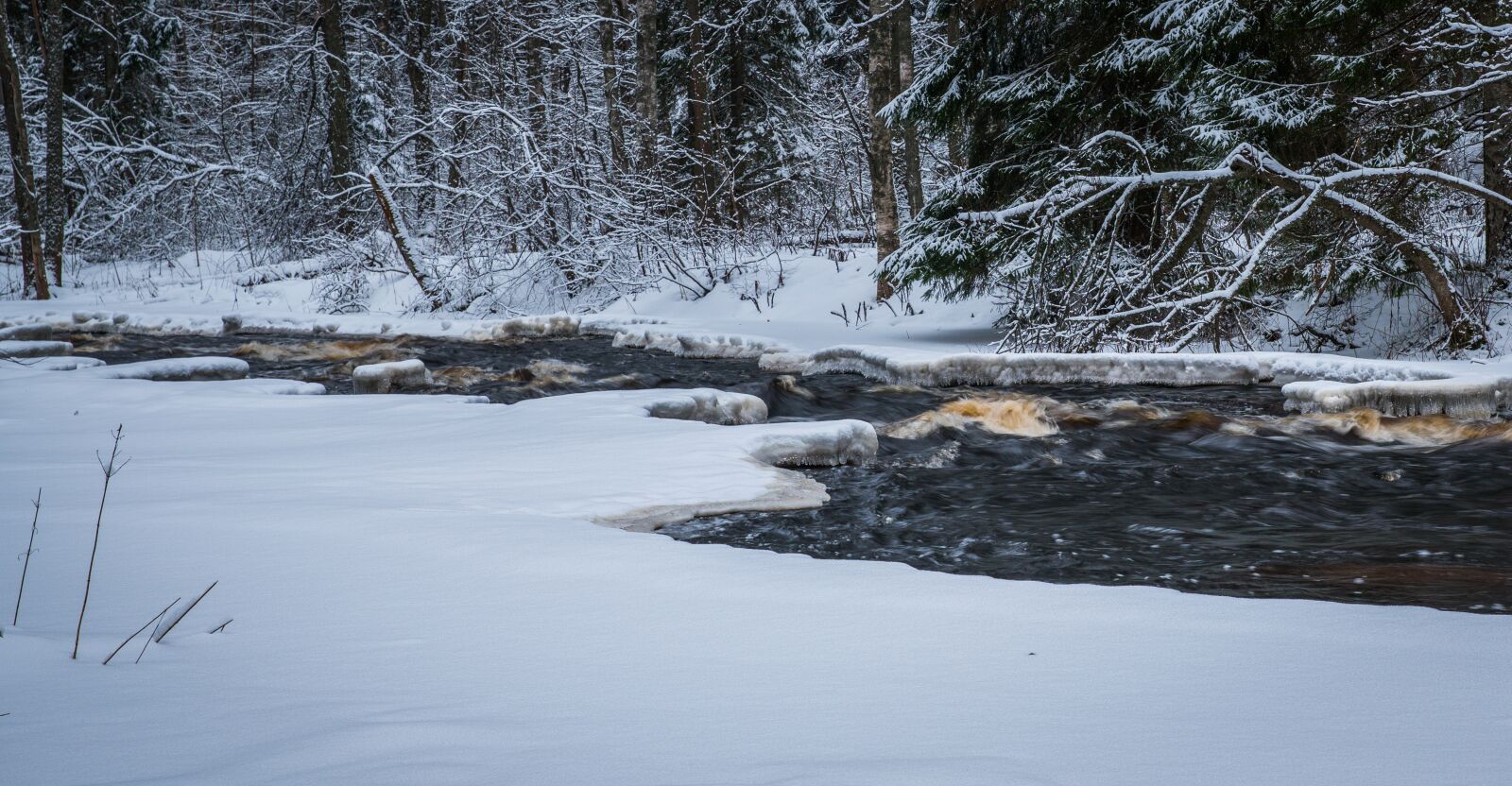 Sony a7R II + Canon EF 24-70mm F2.8L II USM sample photo. Snow, winter, river photography