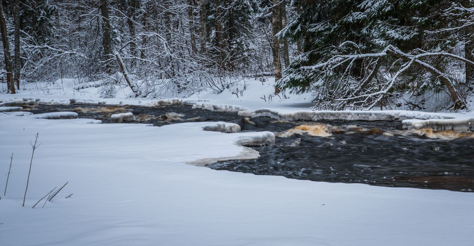 Sony a7R II sample photo. Snow, winter, river photography
