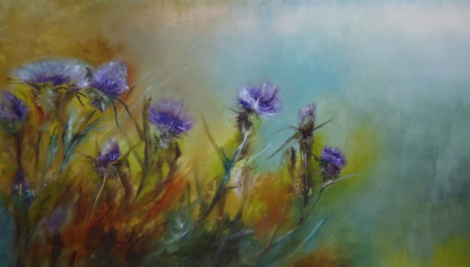 Panasonic Lumix DMC-FZ70 sample photo. Thistles, oil, fabric photography