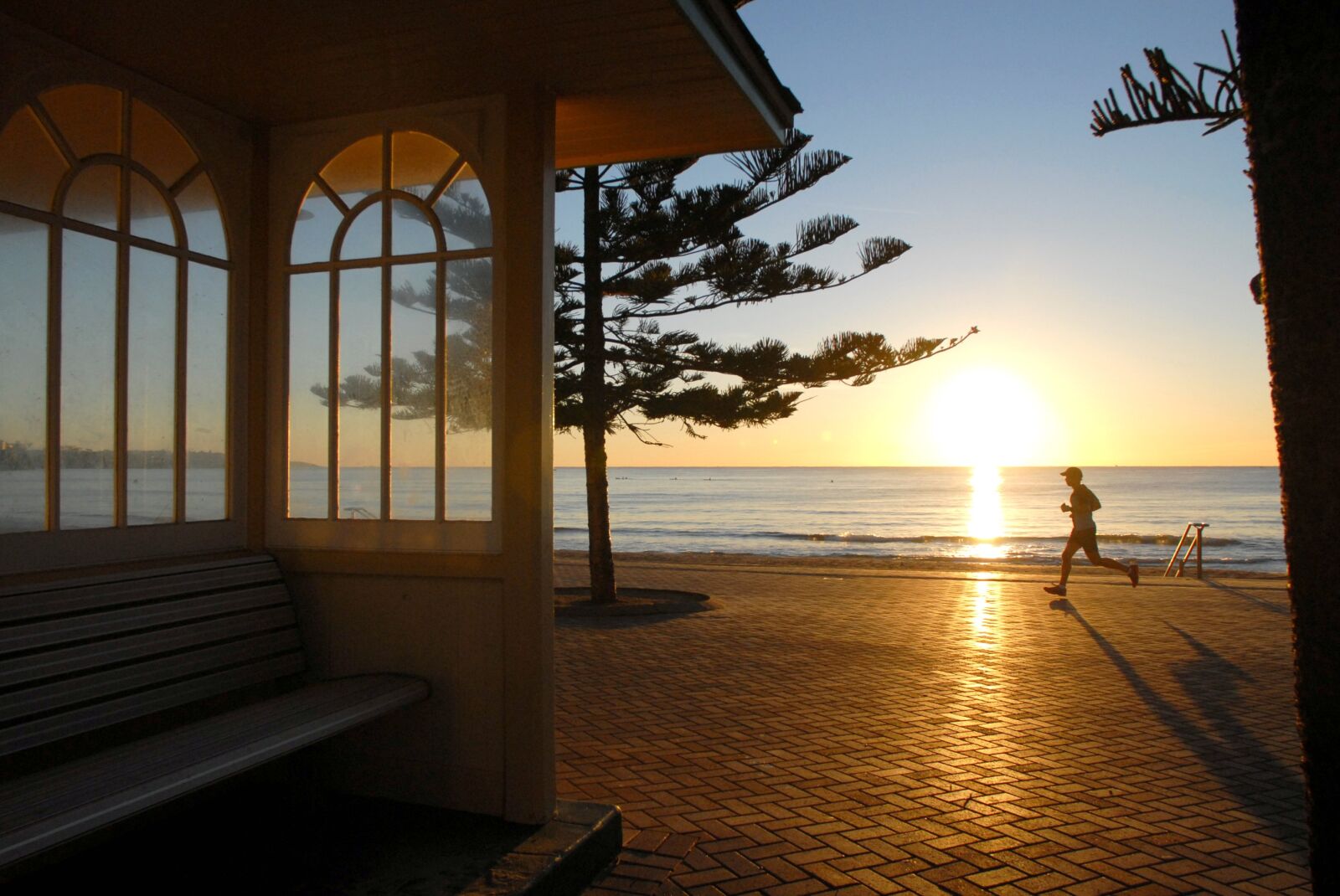 Nikon D200 sample photo. Australia, beach, bench, exercise photography