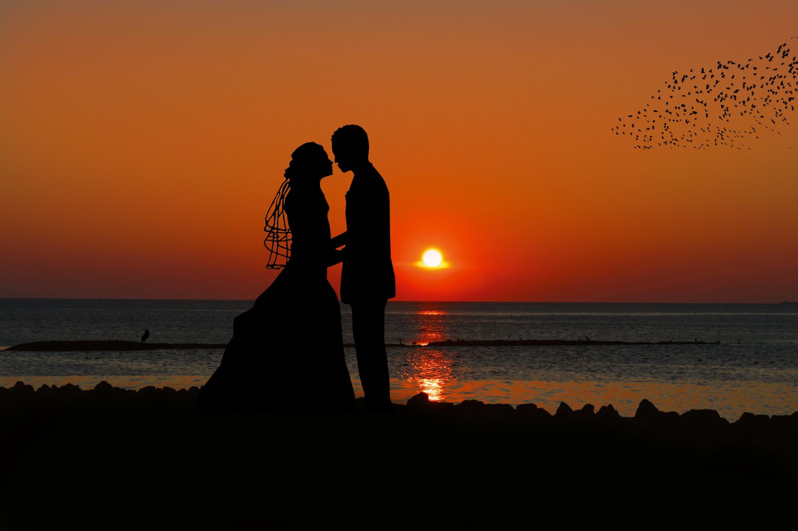 Nikon D3200 sample photo. Sunset, bride and groom photography