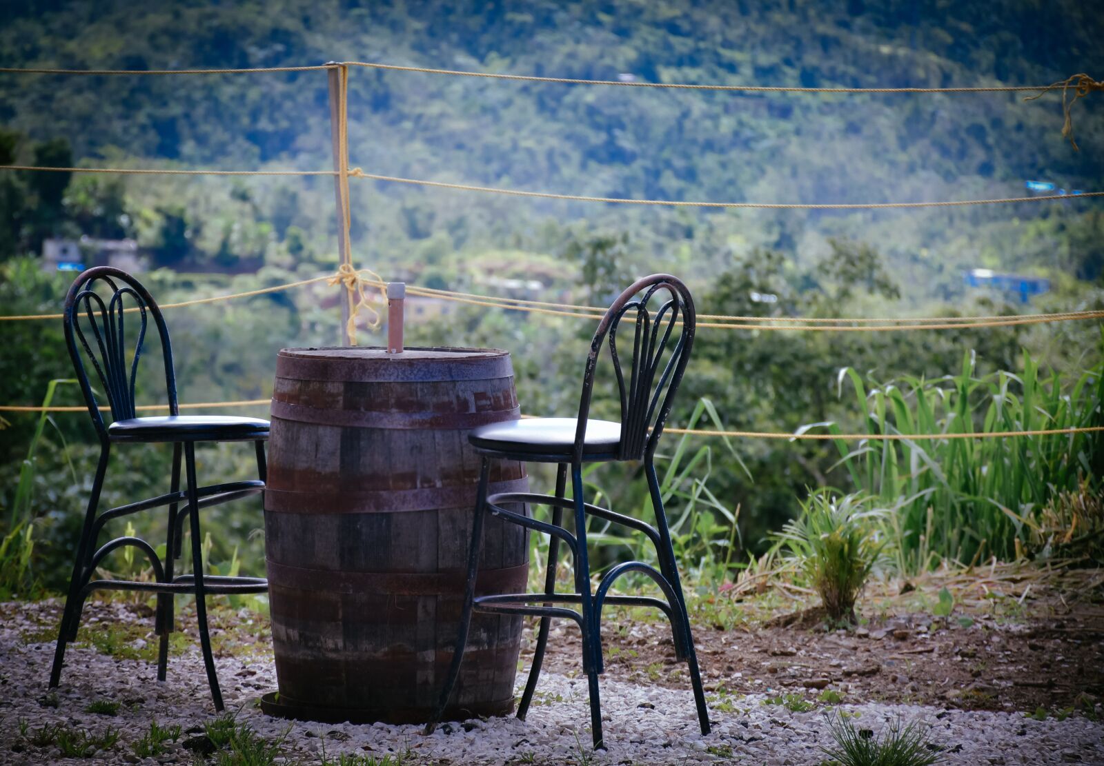 Nikon D7500 sample photo. Restaurant, chairs, barrel photography