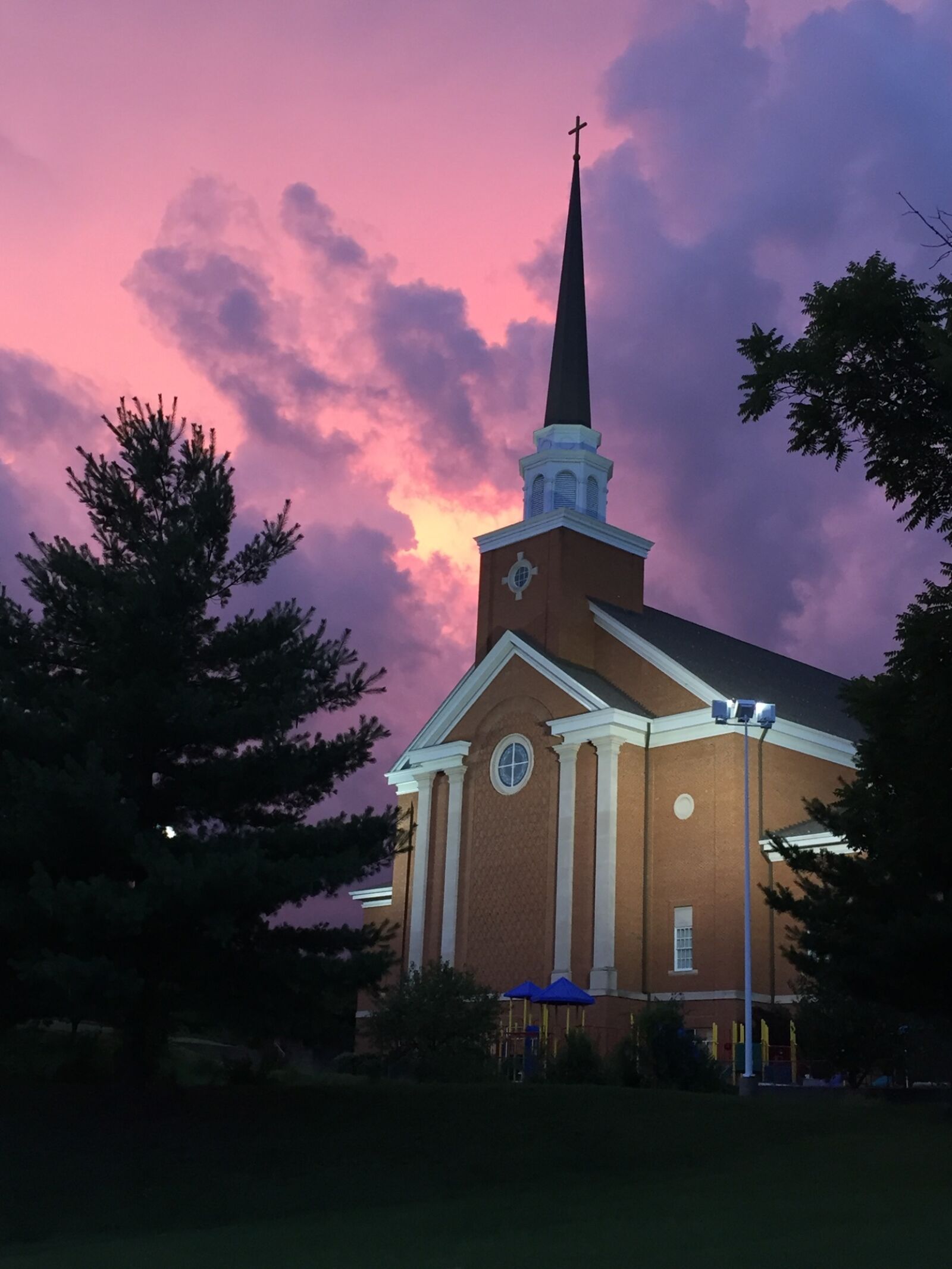 Apple iPhone 6 sample photo. Church, sunset, steeple photography