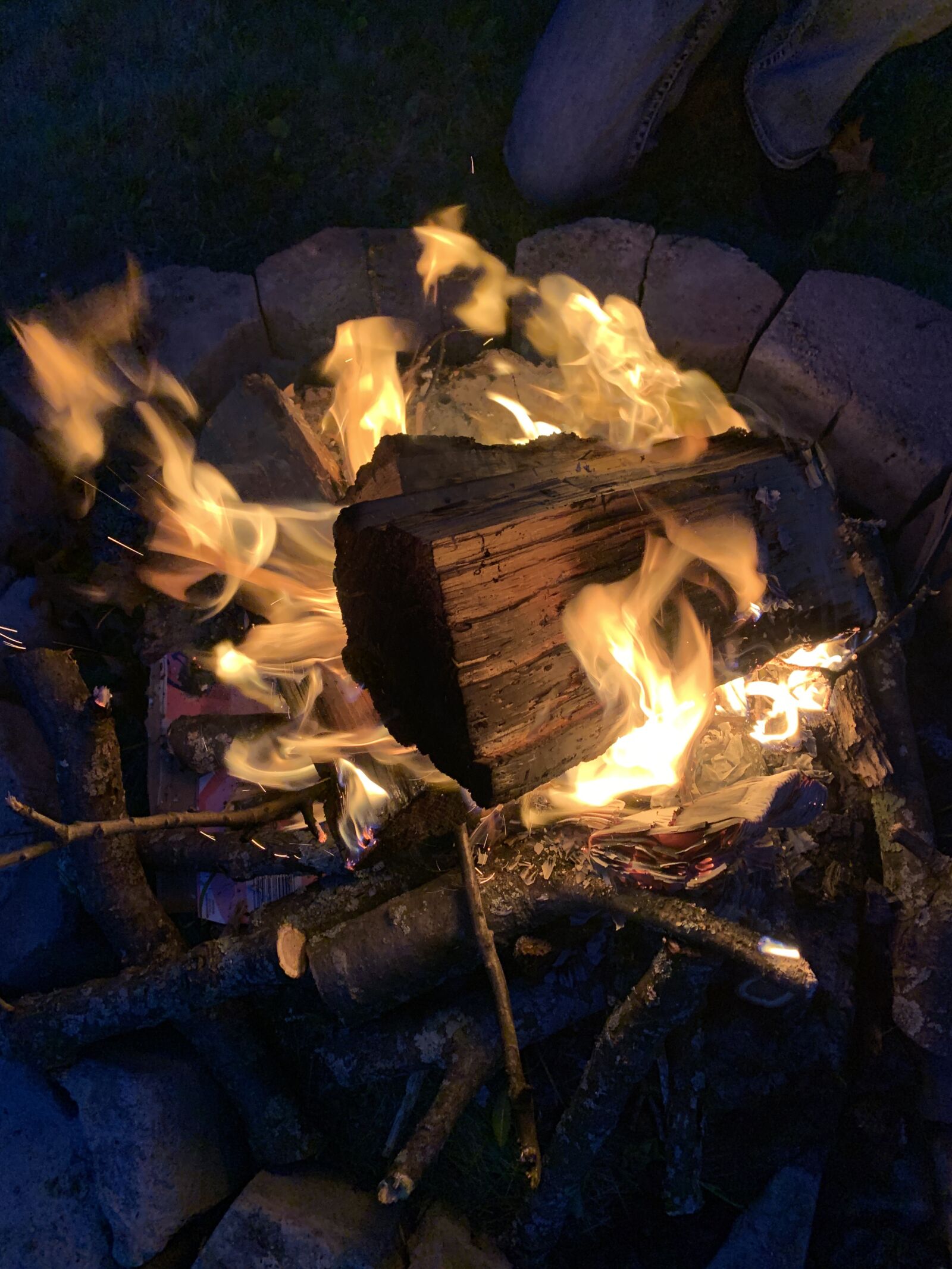 Apple iPhone XR sample photo. Campfire, camping, fire photography