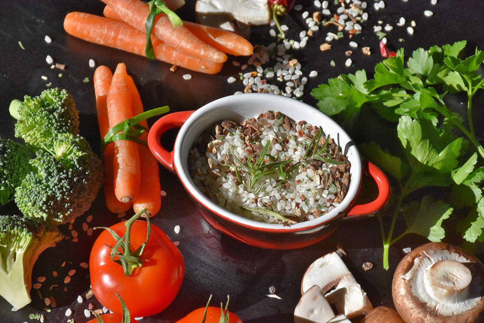 Nikon D7200 sample photo. Rice, mushrooms, risotto rice photography