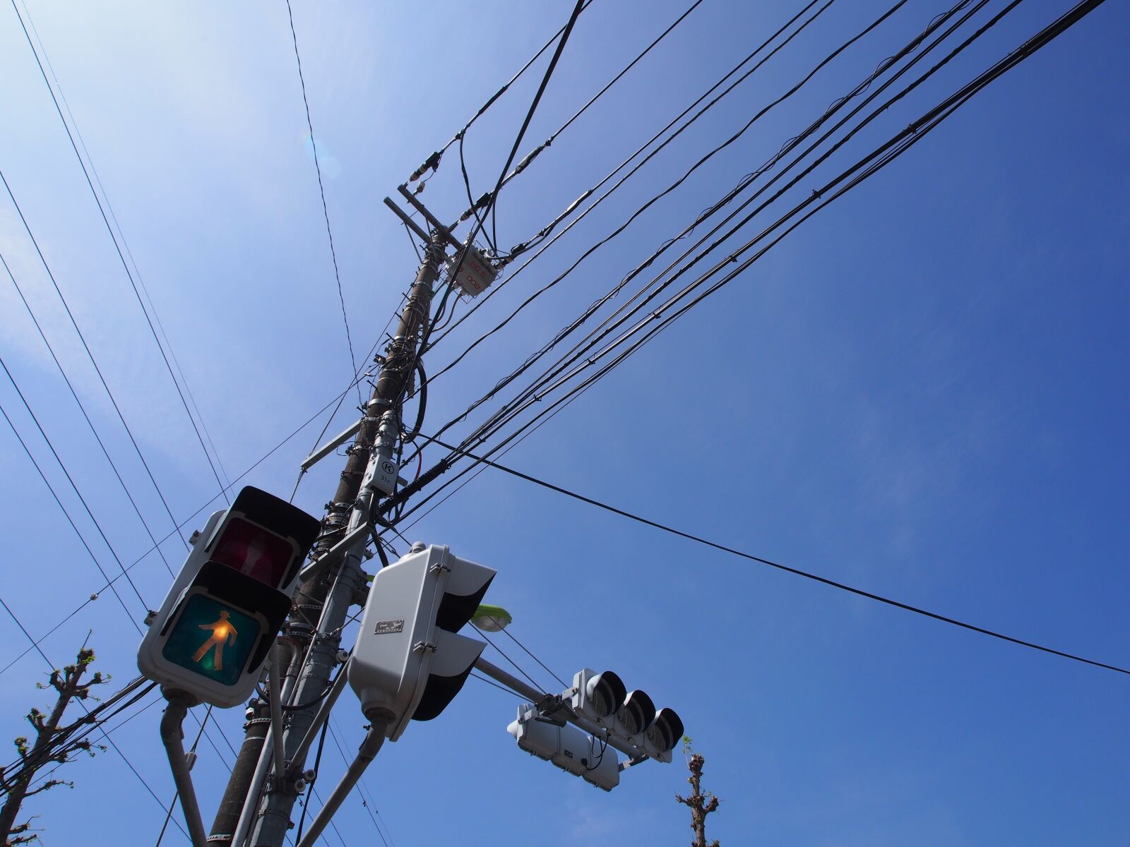 Olympus OM-D E-M5 sample photo. Sky, electric cable, pole photography