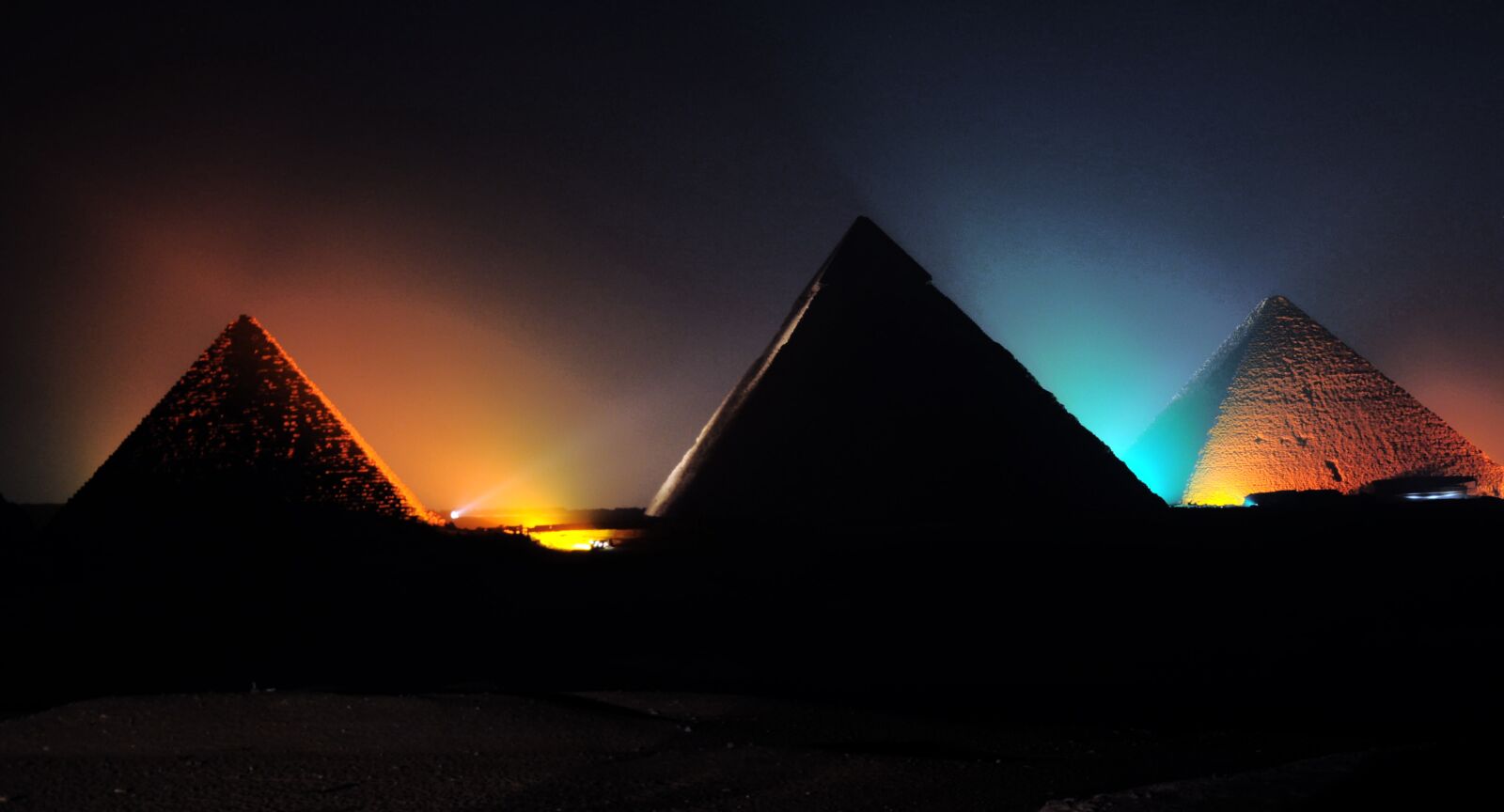 Nikon D90 sample photo. Pyramid, light show, giza photography