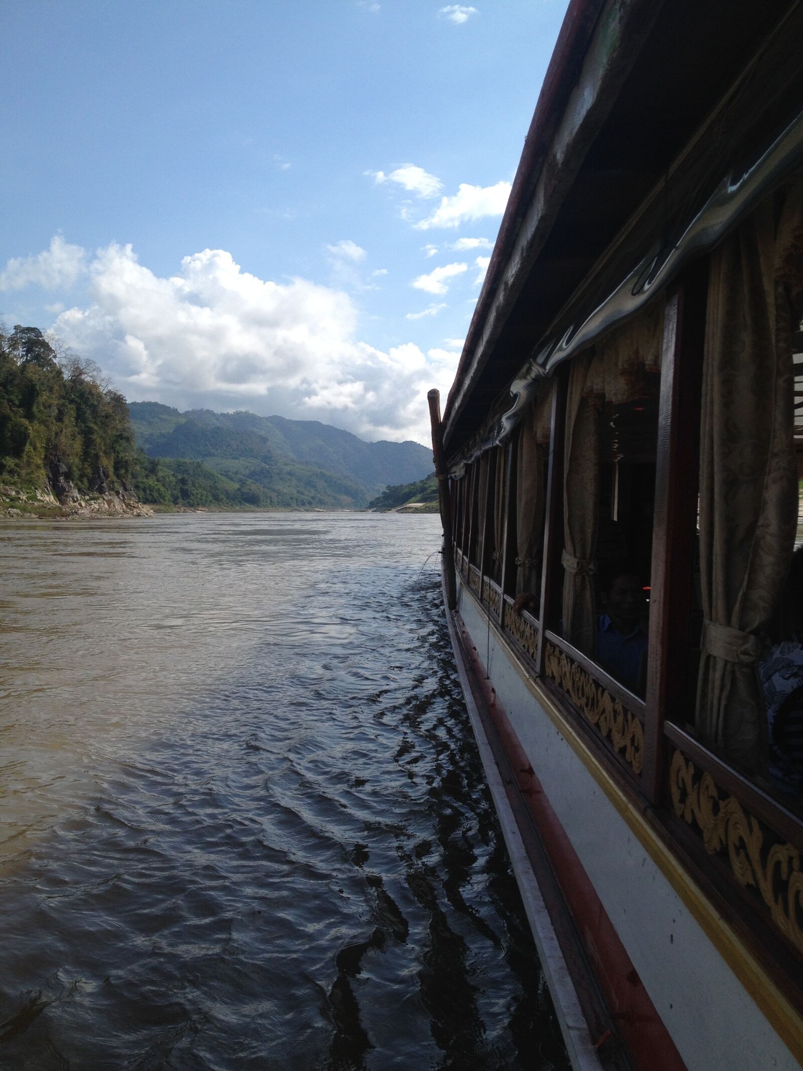 iPhone 4S back camera 4.28mm f/2.4 sample photo. Boat, mekong river, laos photography