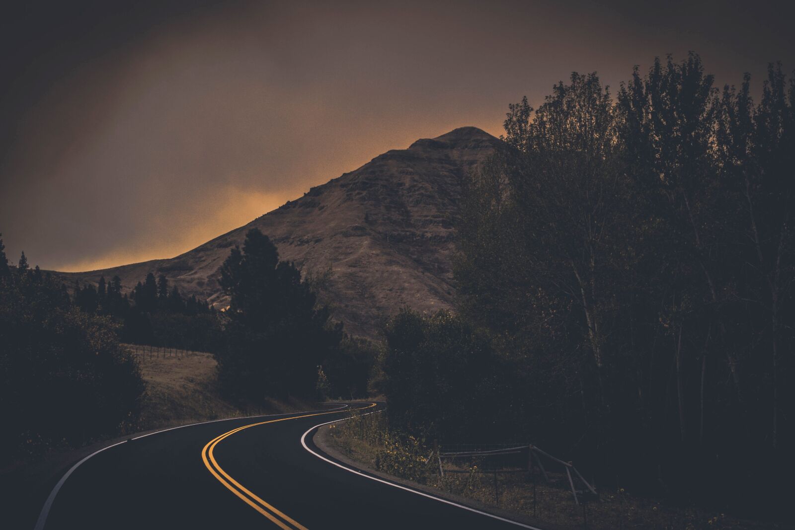 Nikon D5200 sample photo. Yellow line, asphalt, sunset photography