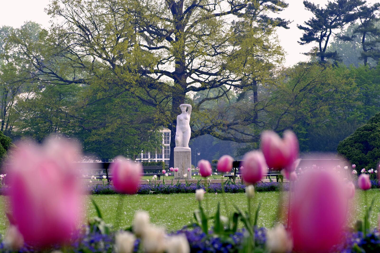 Pentax K-S2 sample photo. Park, sculpture, flowers photography