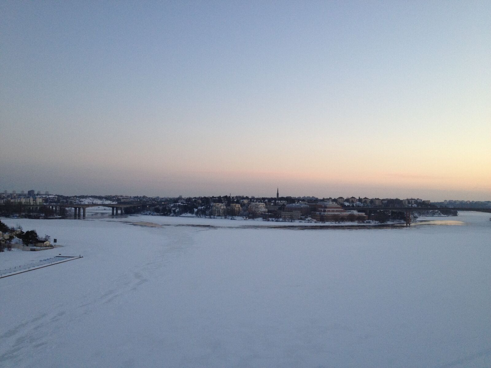 Apple iPhone 4S sample photo. Bridge, ice, sky, sunset photography