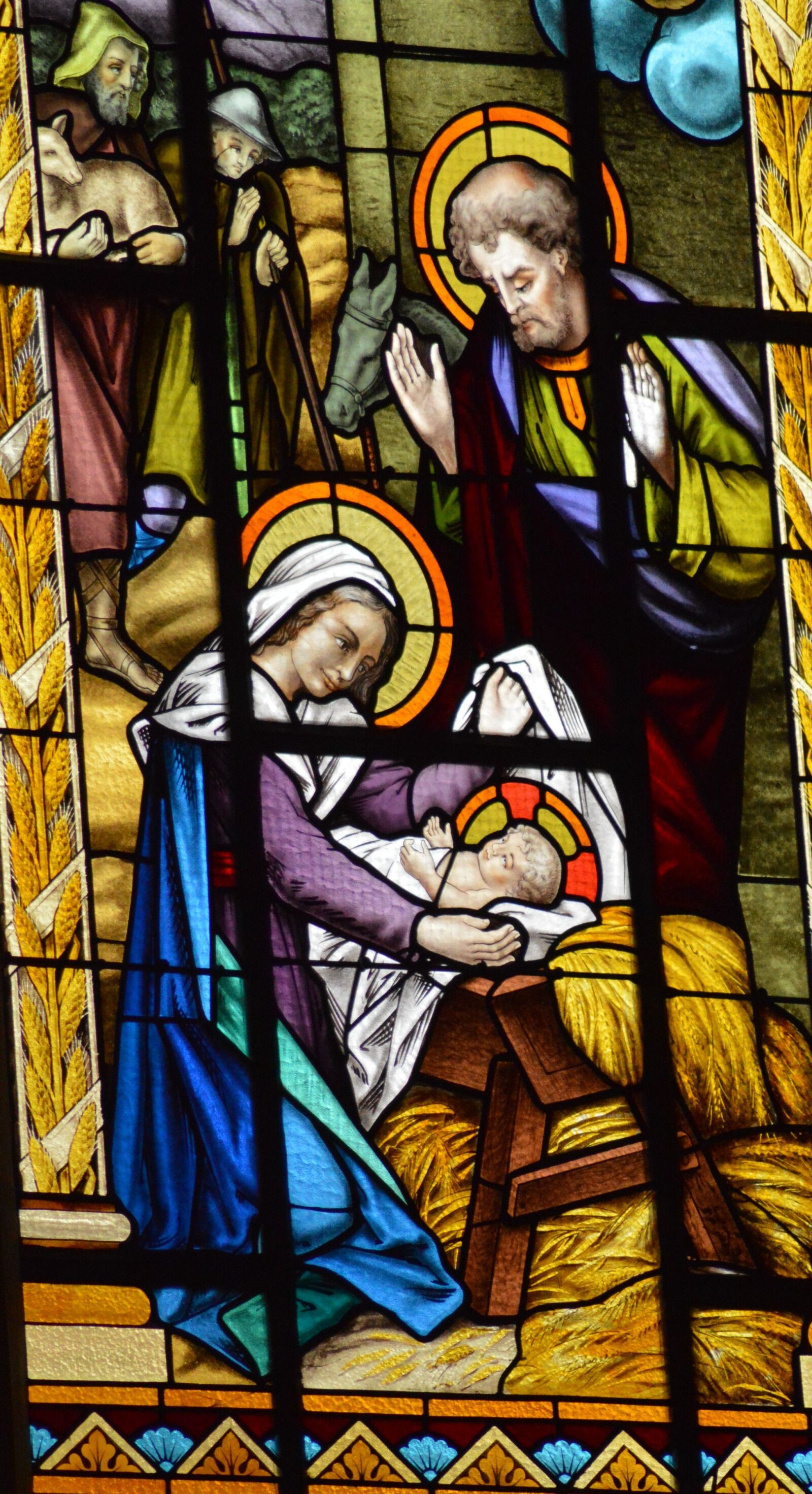 Nikon D3200 sample photo. Stained glass, nativity, christmas photography