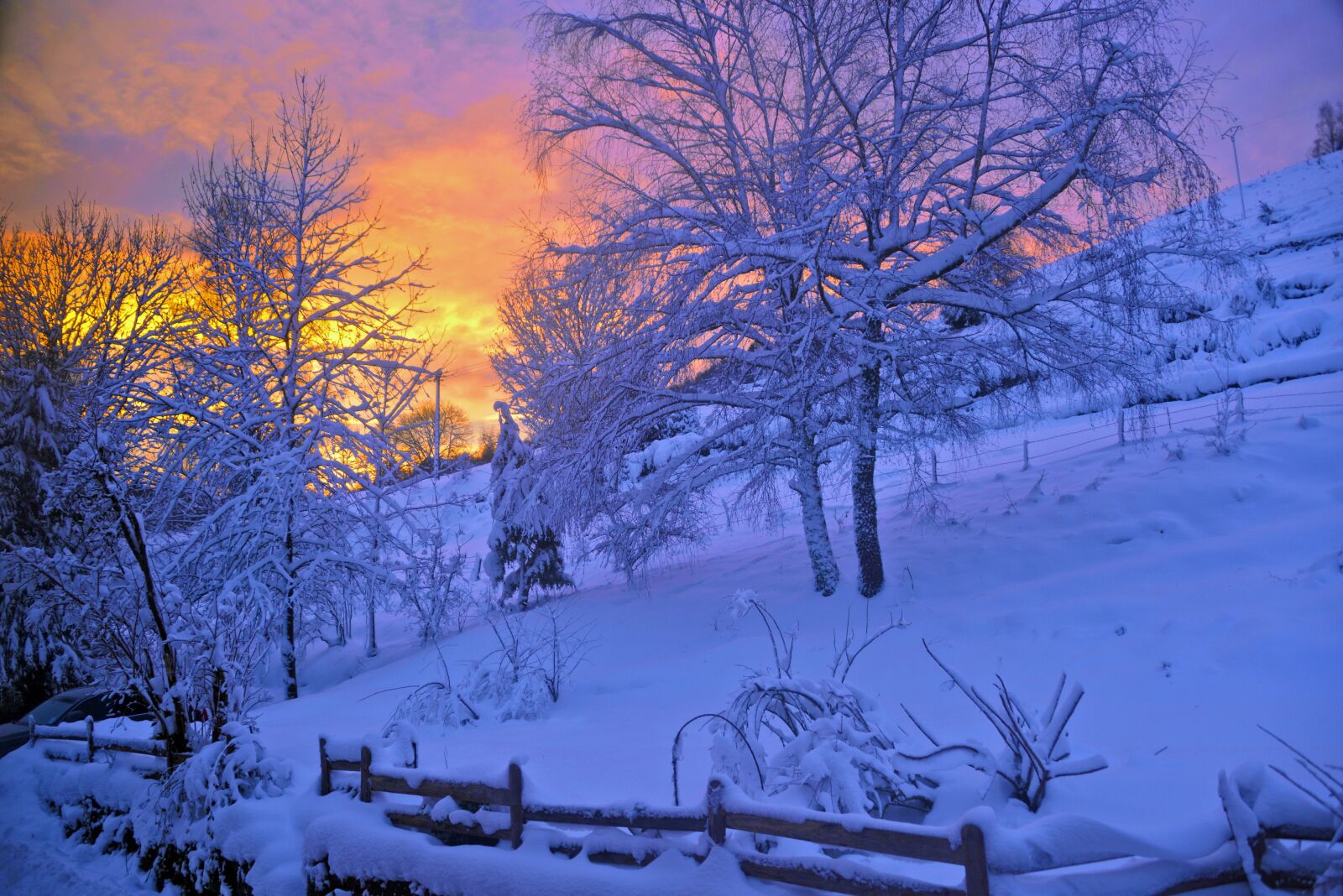 Nikon D610 sample photo. Sunrise, snow, mountain photography